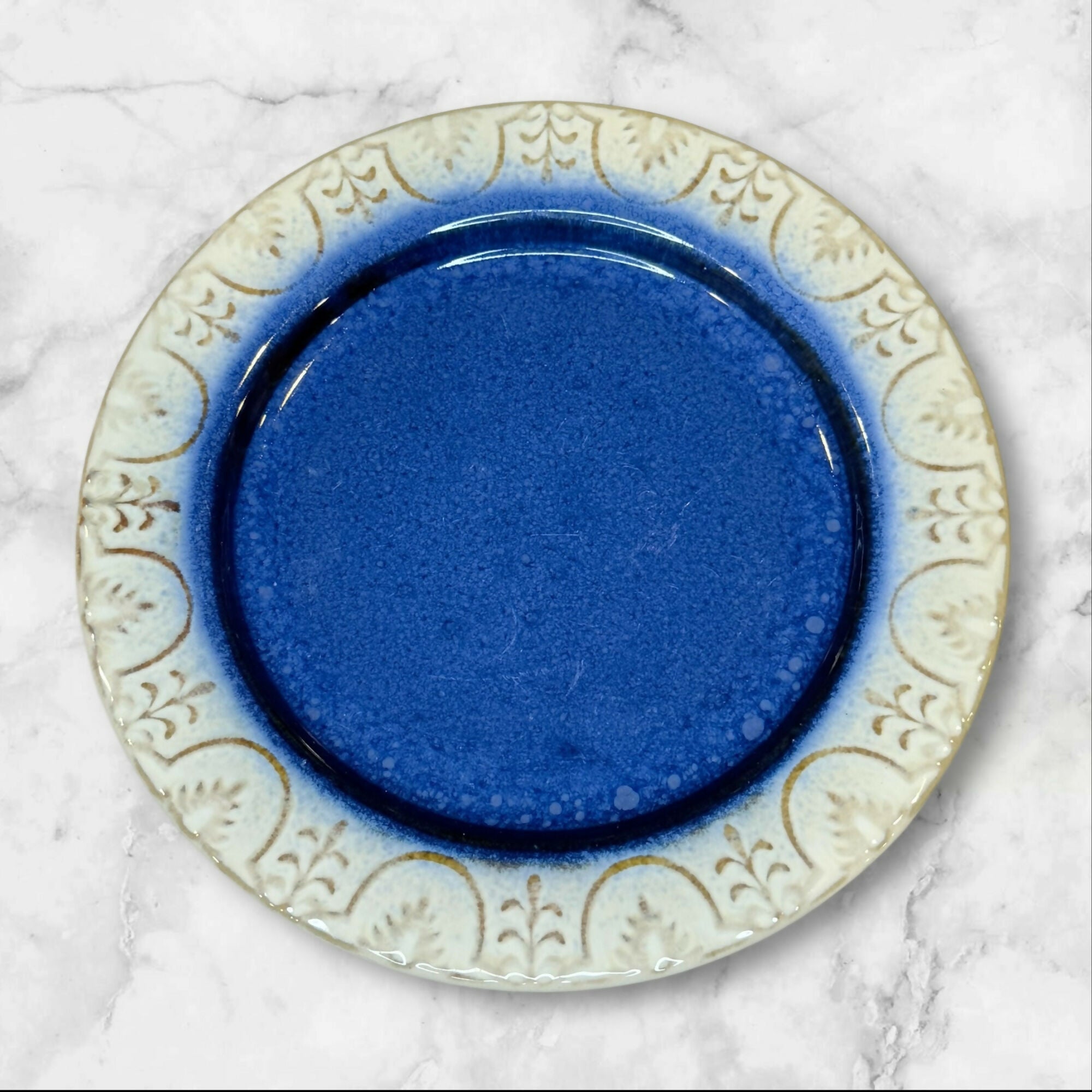 American Atelier Blue Stoneware Salad Plates | Set of 7 | Good Condition