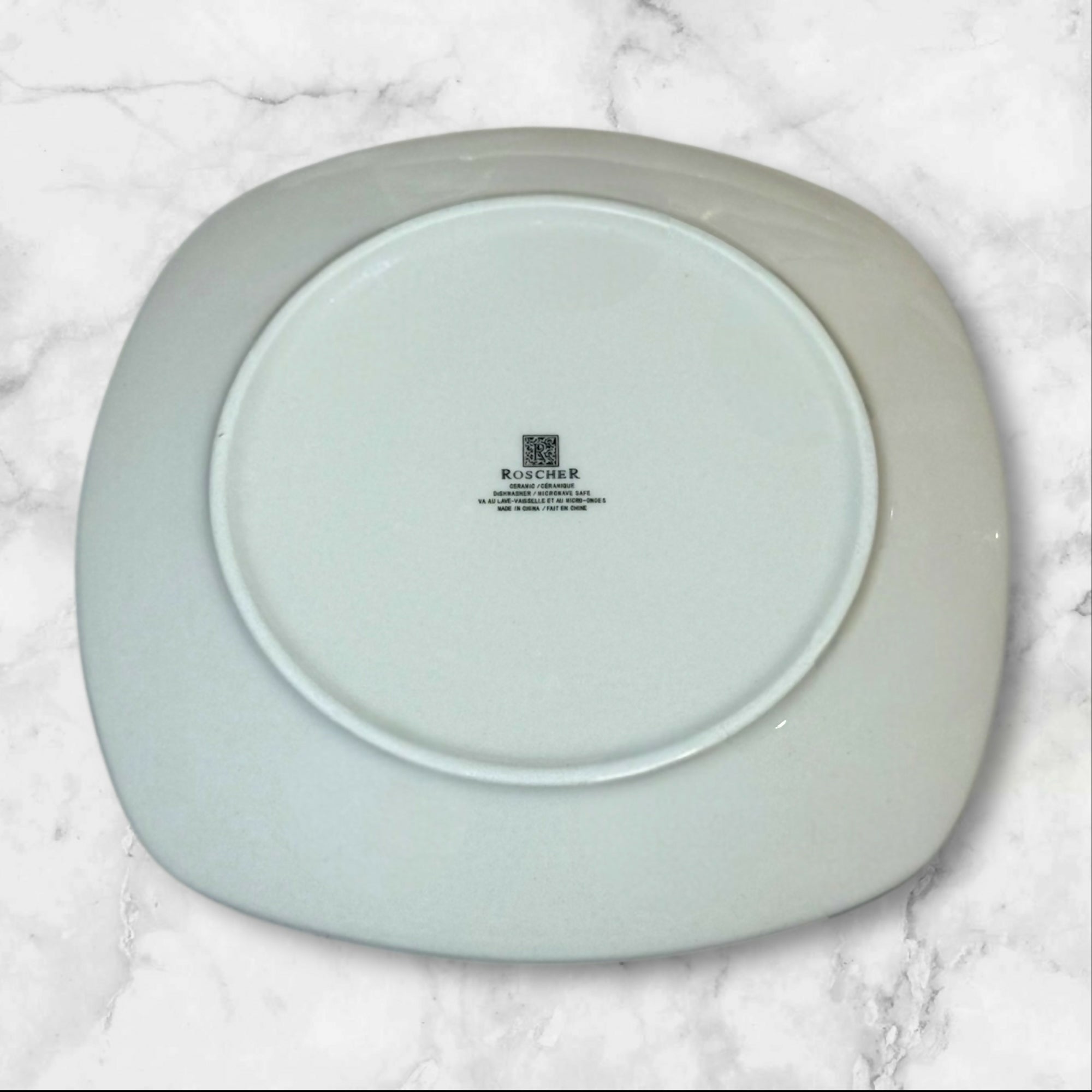 Roscher Black & White Floral Scroll Stoneware Plates | Set of 8 | Gently Used