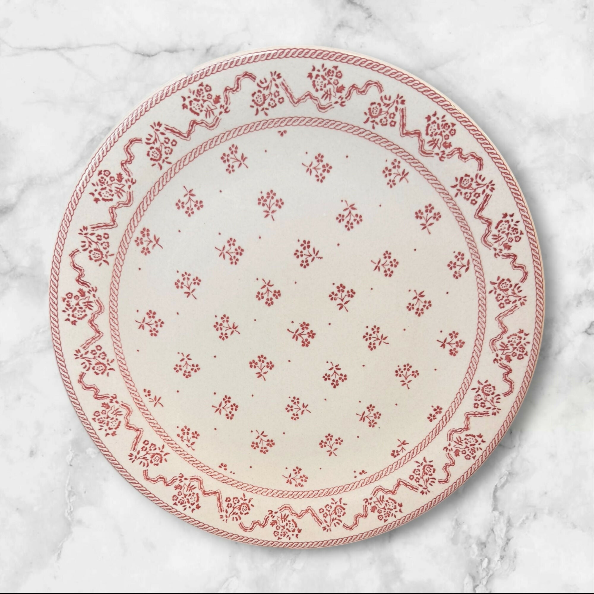 Johnson Brothers Petite Fleur Burgundy Pink Dinner Plates | Set of 4 | Great Condition