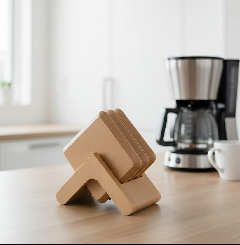 Anygleam Natural 6pcs Wooden Coasters Cup Kitchen Tools Accessories