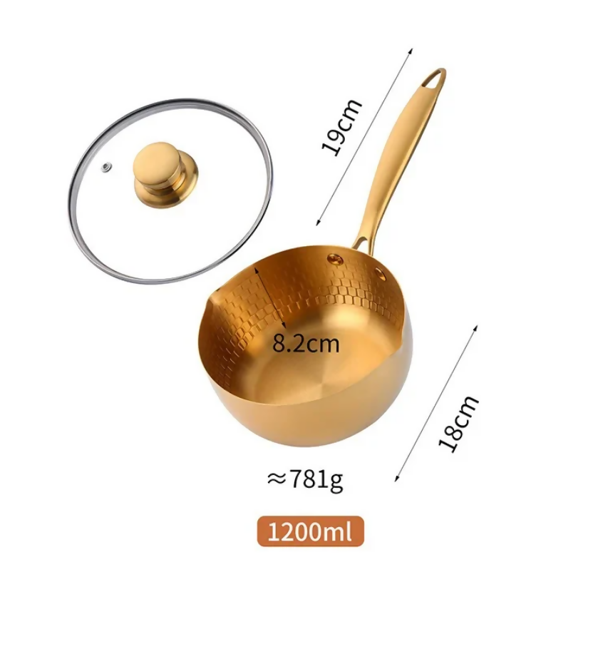 Anygleam Stock Pot Gold Non-Stick Stainless Steel Kitchen Snow Pan Noodle Soup with Lid Cooker Universal Cookware