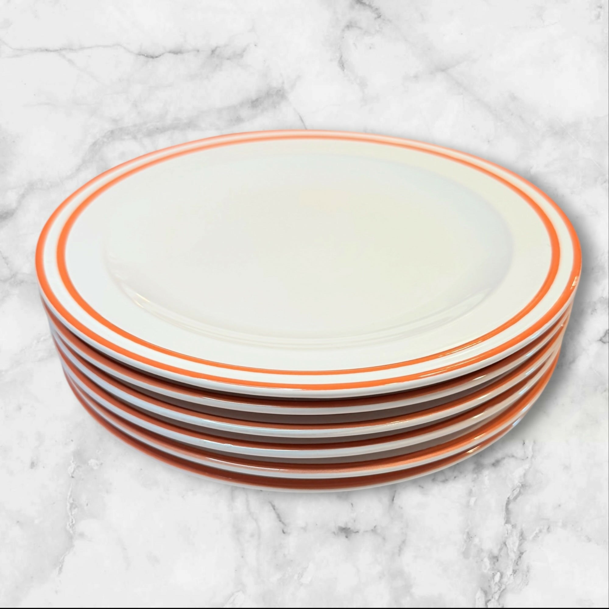 IKEA Cinnamon Rim Dinner Plates Set of 6 | Excellent Condition | White