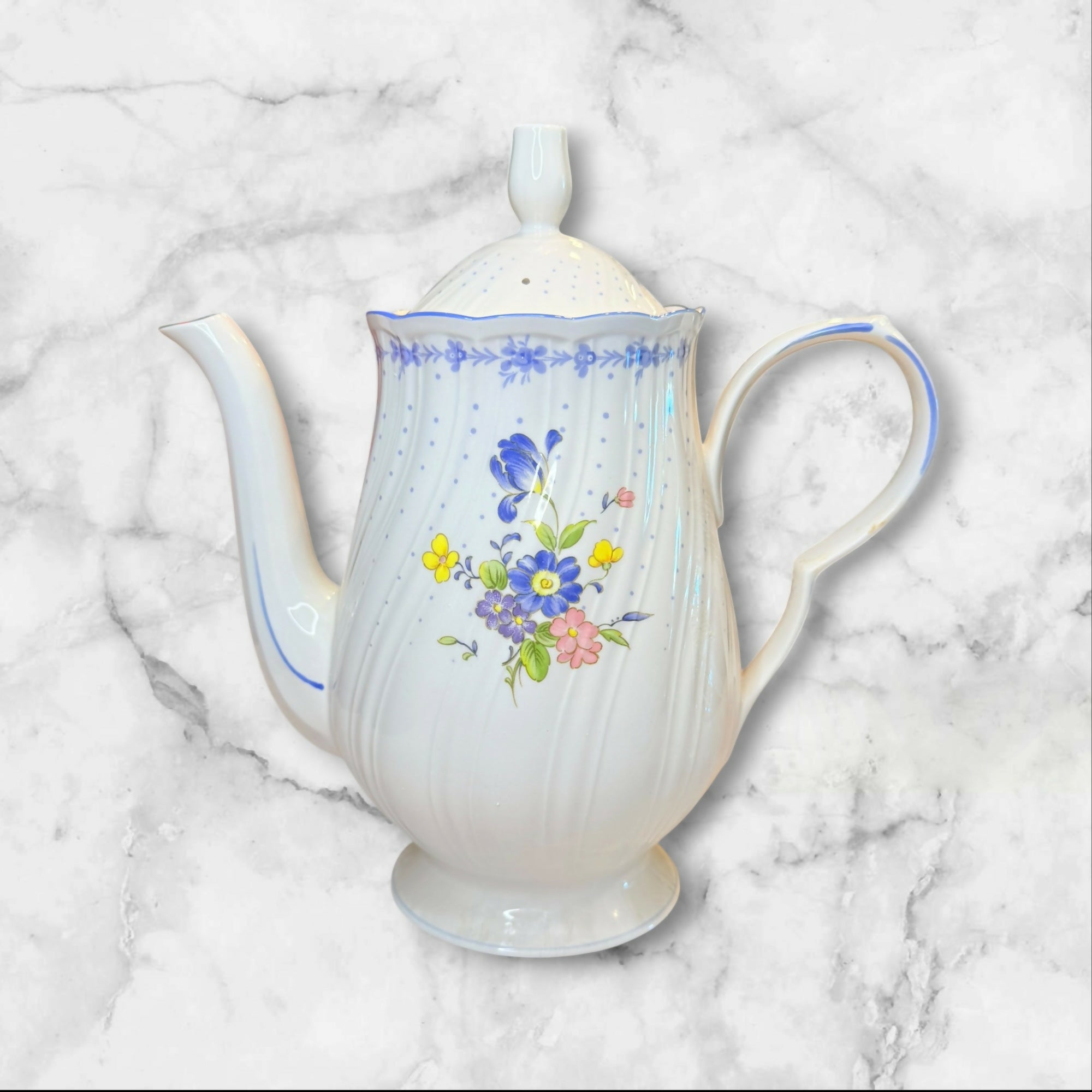 Nikko Blue Peony Coffee Pot with Lid | Excellent Condition | Japan