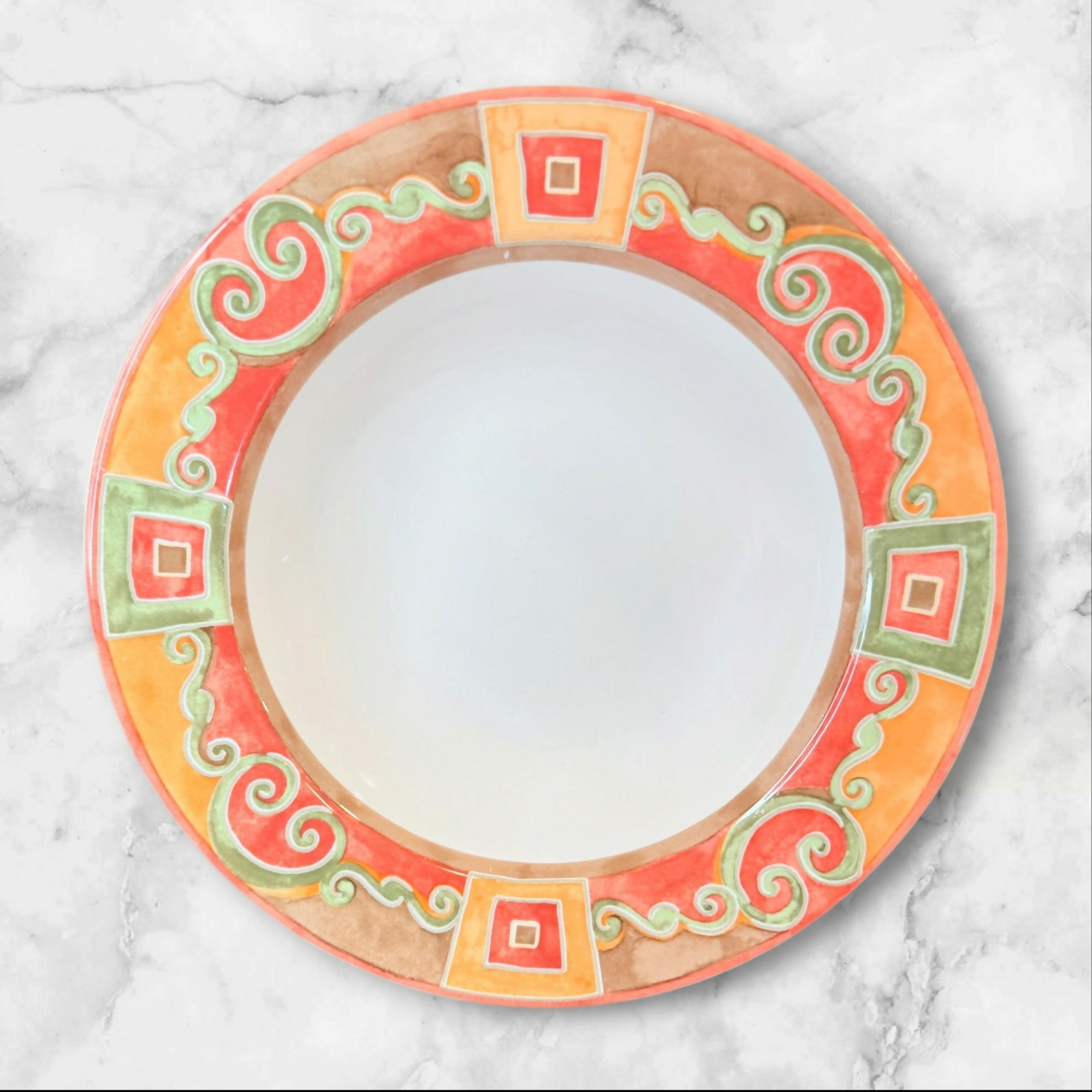Interiors PTS Catalina Pattern Rim Soup Bowls Set of 4 | Excellent Condition
