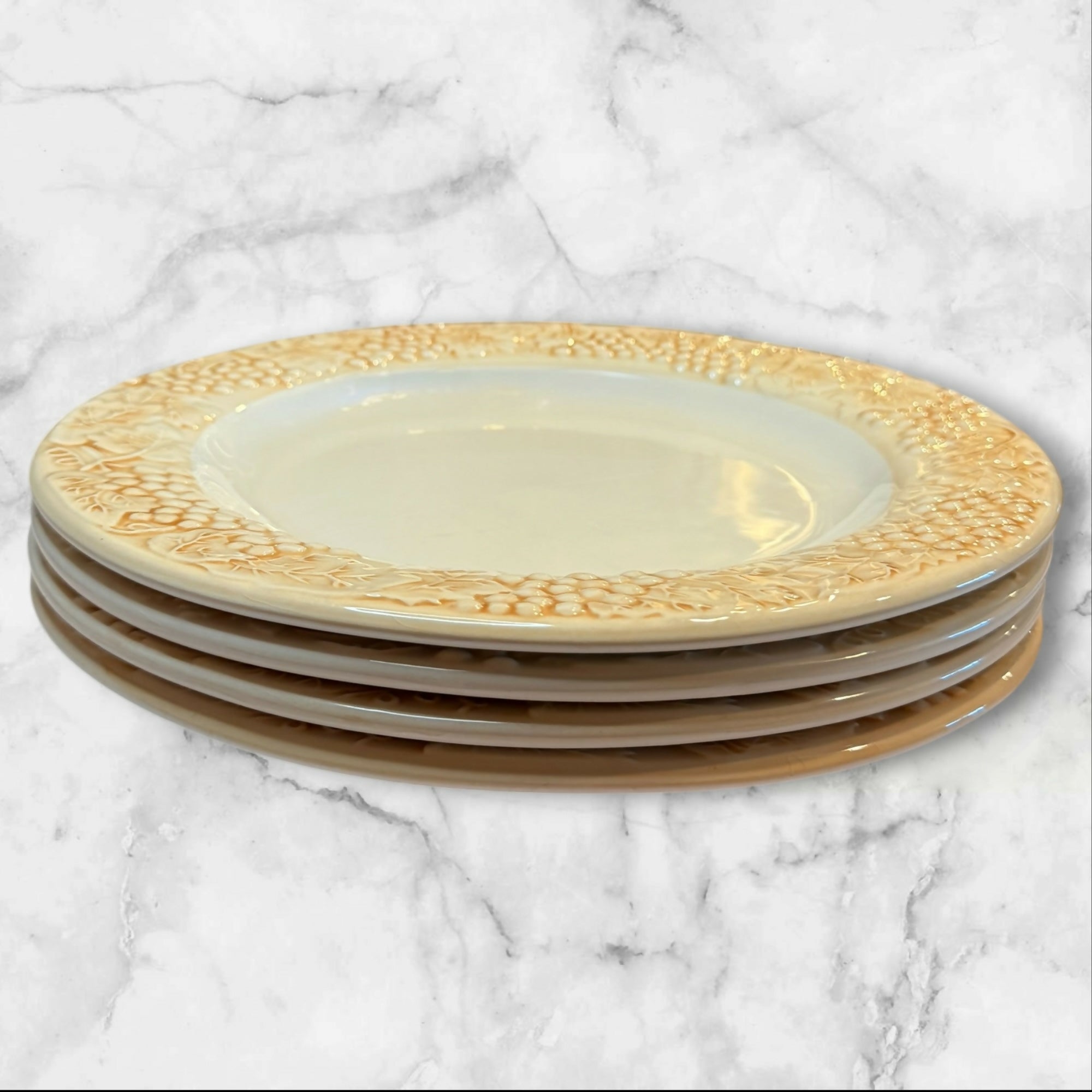 Portugal POR42 Raised Grapes Dinner Plates Set of 4 | Antique | Good Cond