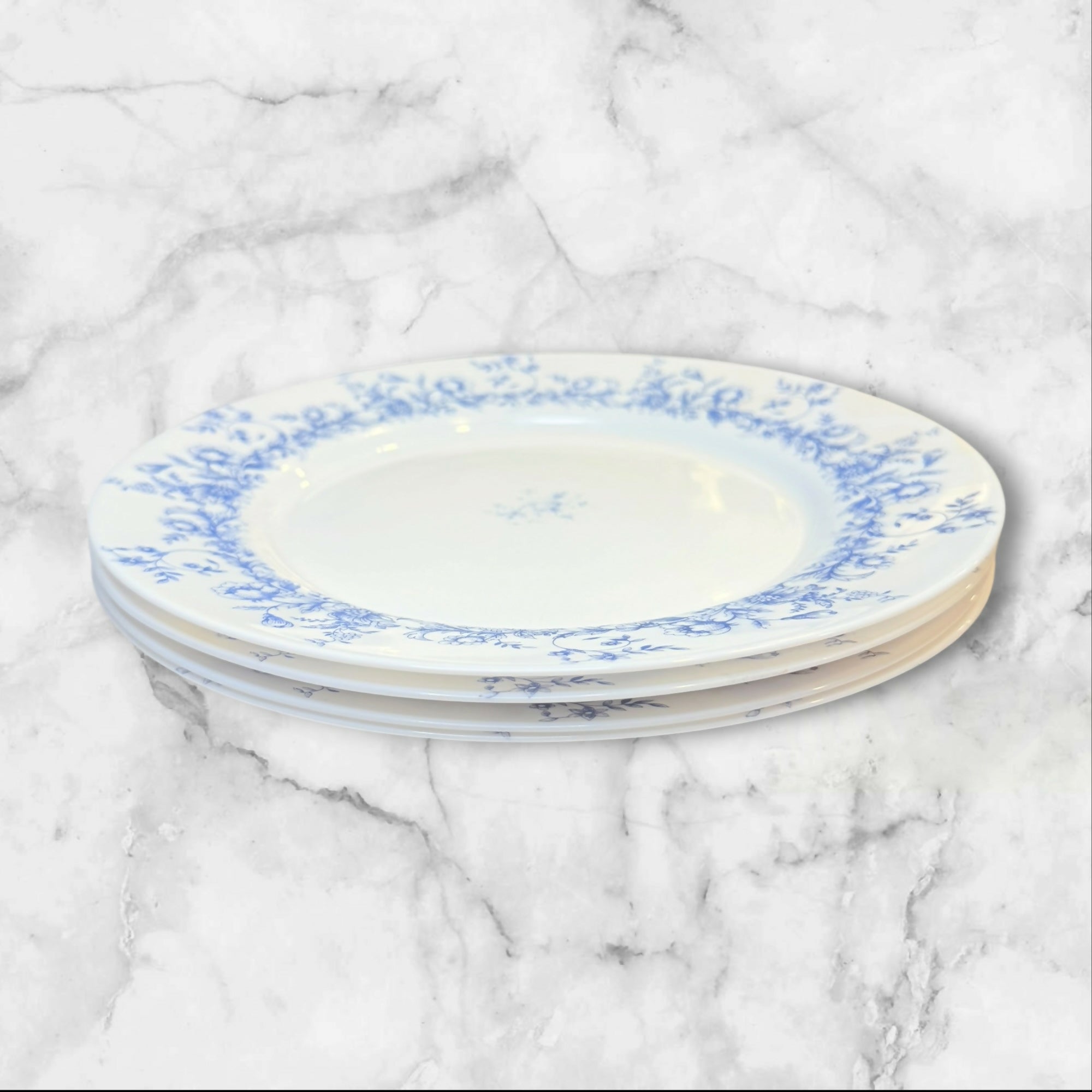 Arcopal Glenwood Dinner Plates Set of 4 Blue Floral Vintage Good Condition