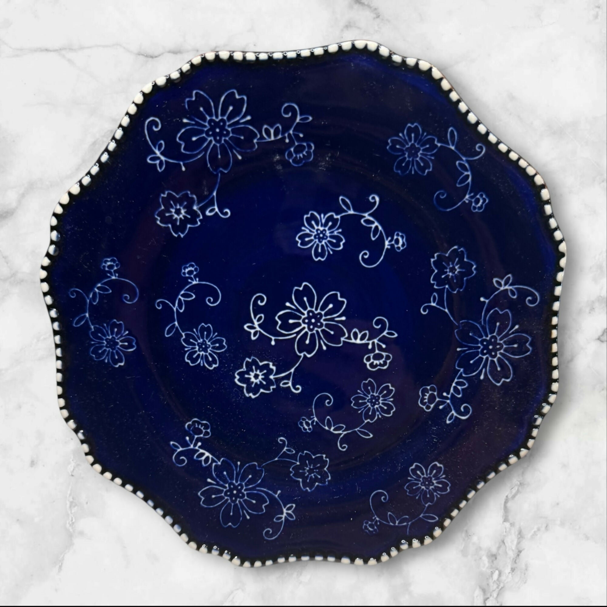 Kunaboo Midnight Blue Sakura Salad Plates | Set of 6 | Excellent Condition