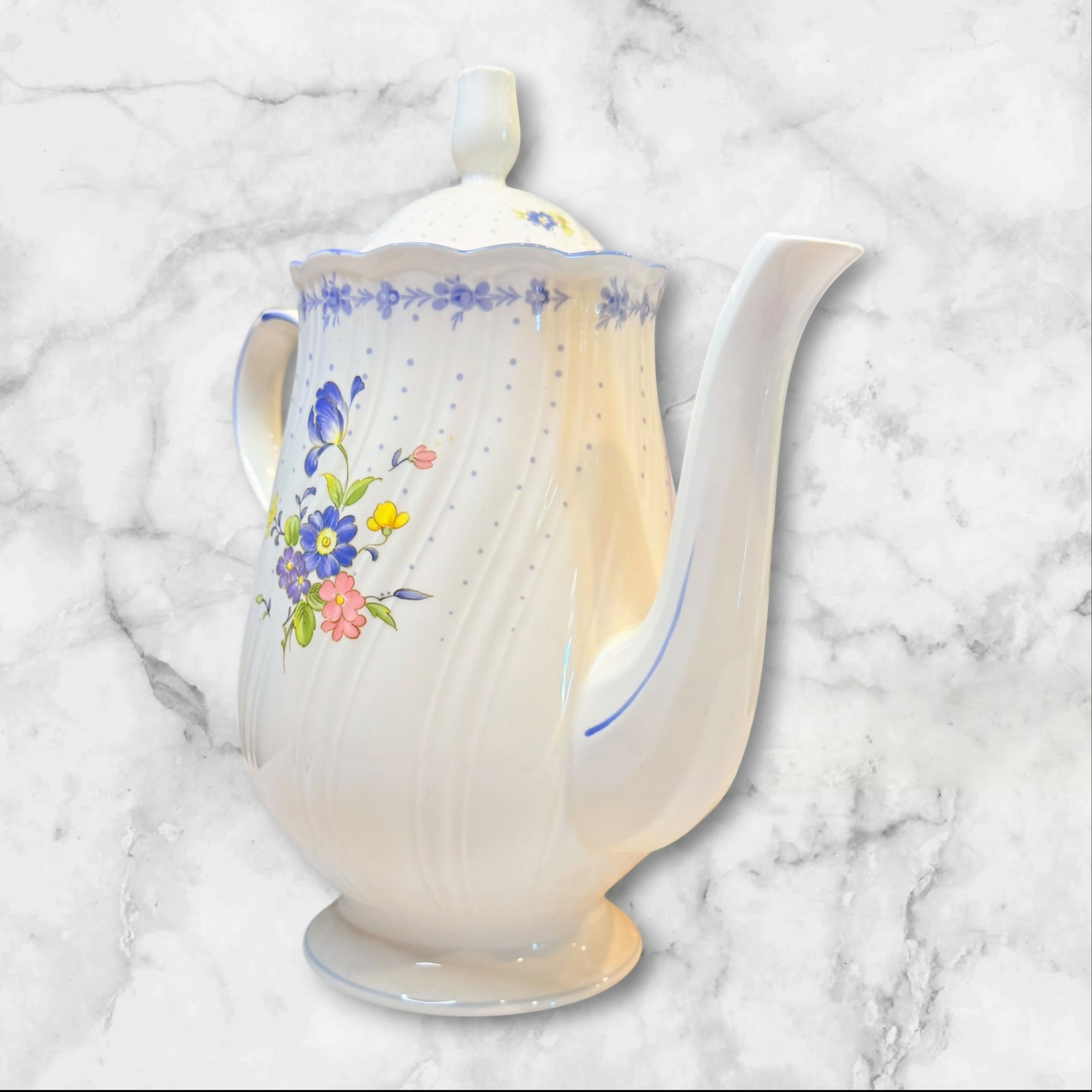 Nikko Blue Peony Coffee Pot with Lid | Excellent Condition | Japan