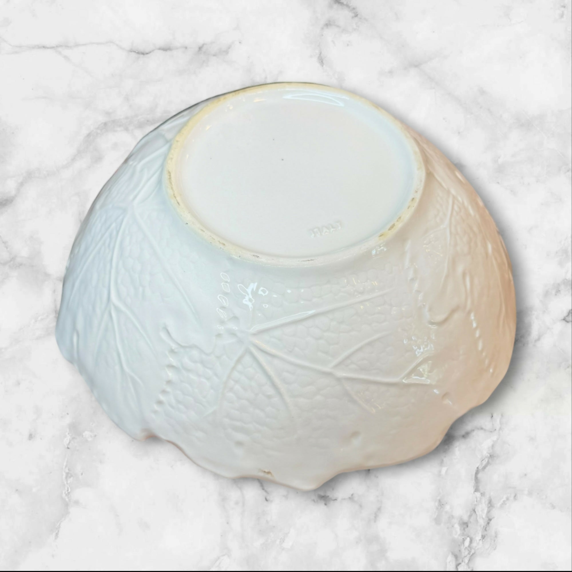Italian Leaf Embossed Ceramic Bowls | Set of 4 | Made in Italy | Good Condition