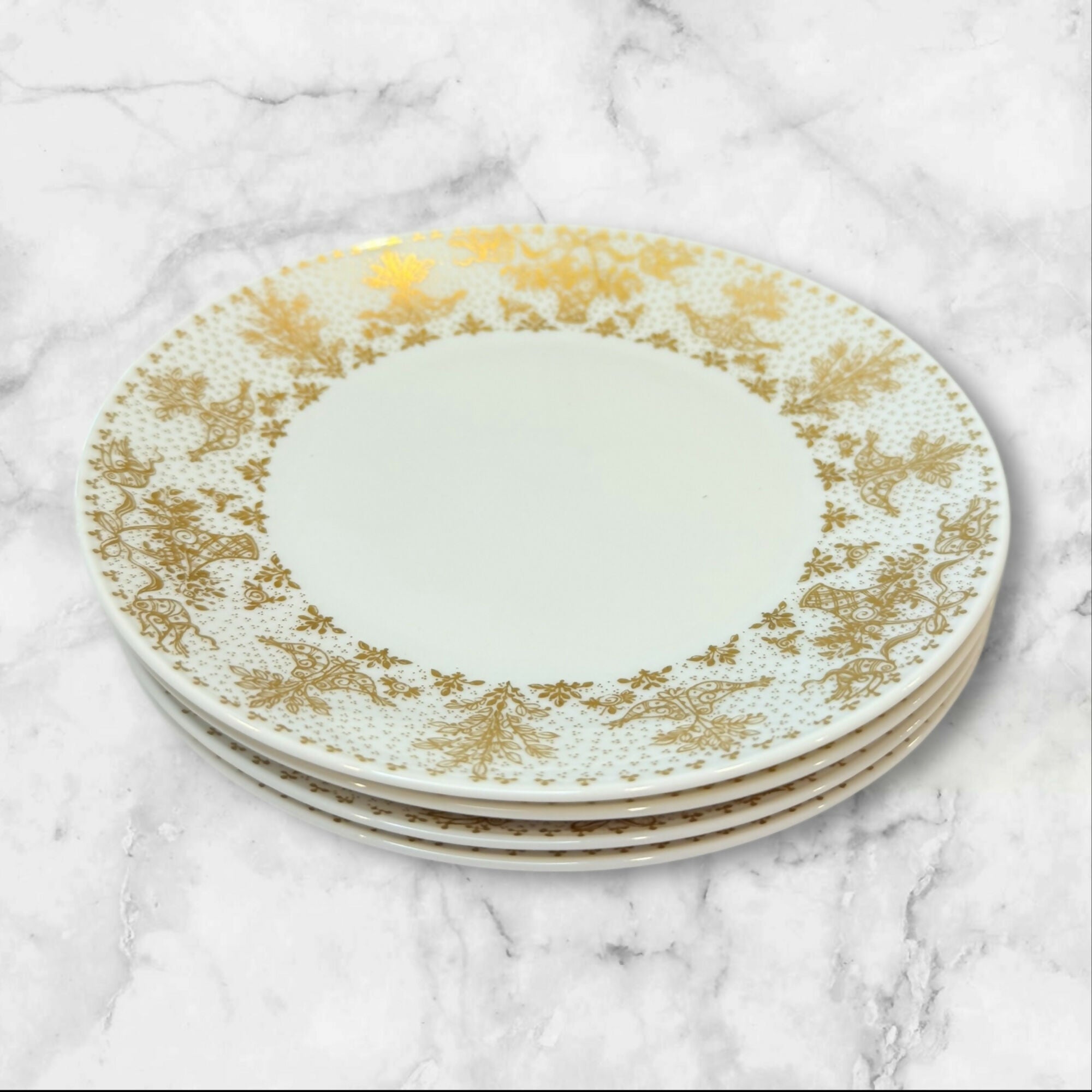 Rosenthal Gold Filigree Rim Salad Plates | Set of 4 | Excellent Condition