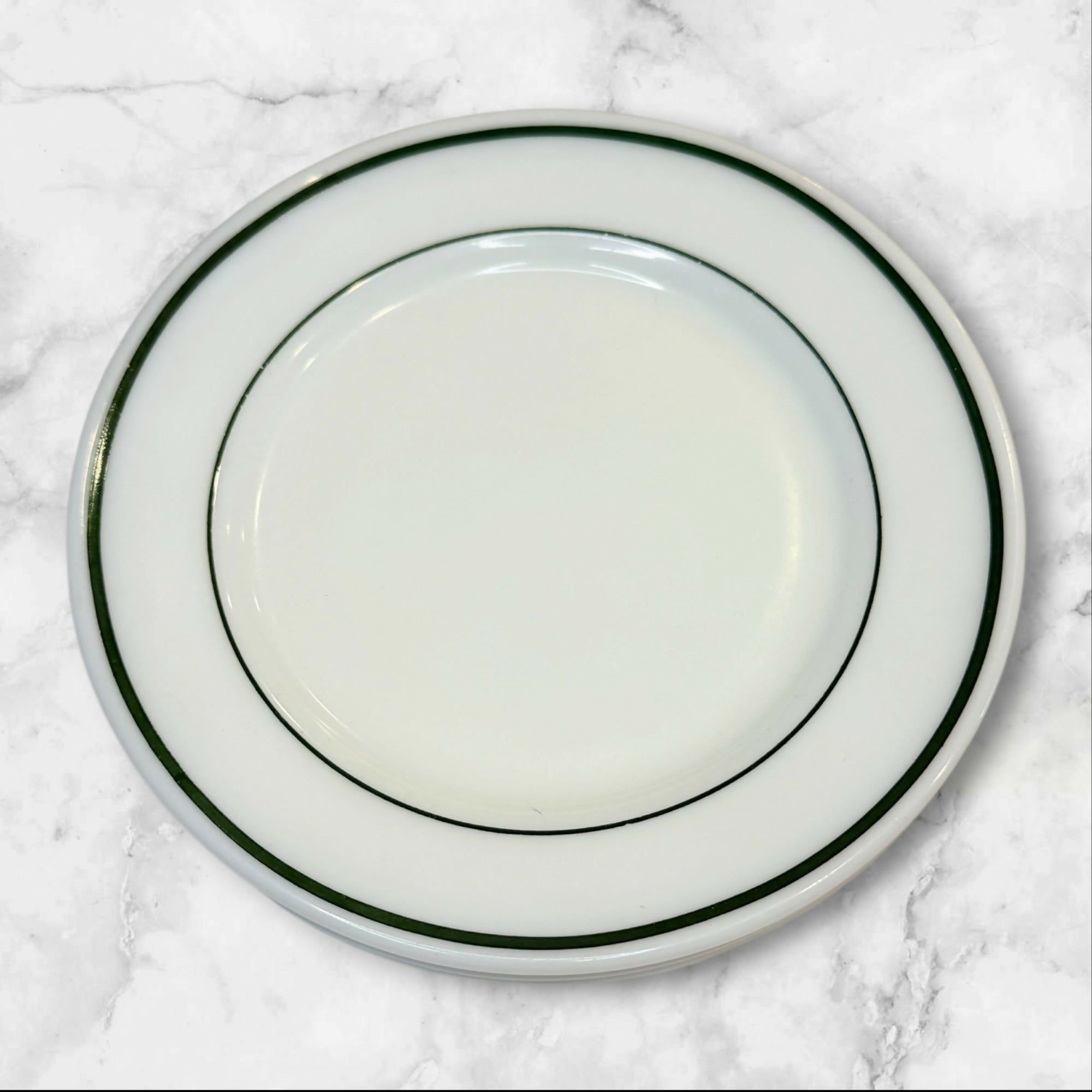 Corning Milk Glass Green Band Salad Plates Set of 3 | Good Condition