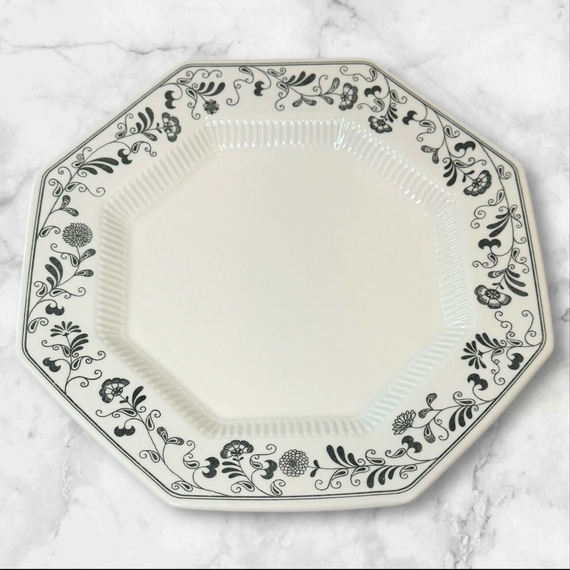 Independence Millbrook Black Floral Dinner Plates Octagon | Set of 4 | Great