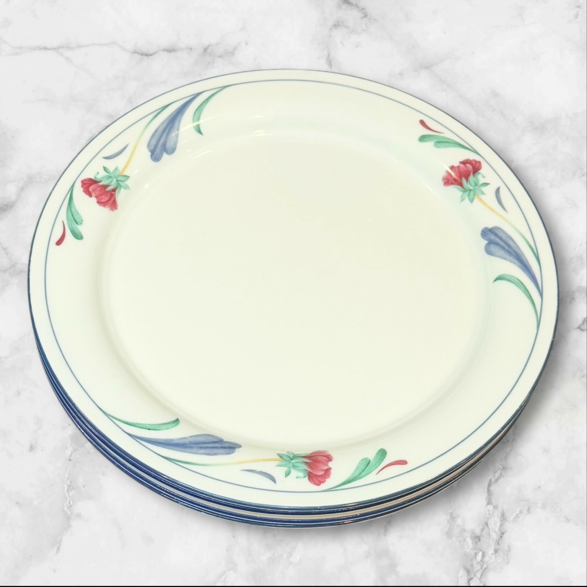 Lenox Poppies on Blue Dinner Plates | Discontinued | Set of 4 | Excellent Condition
