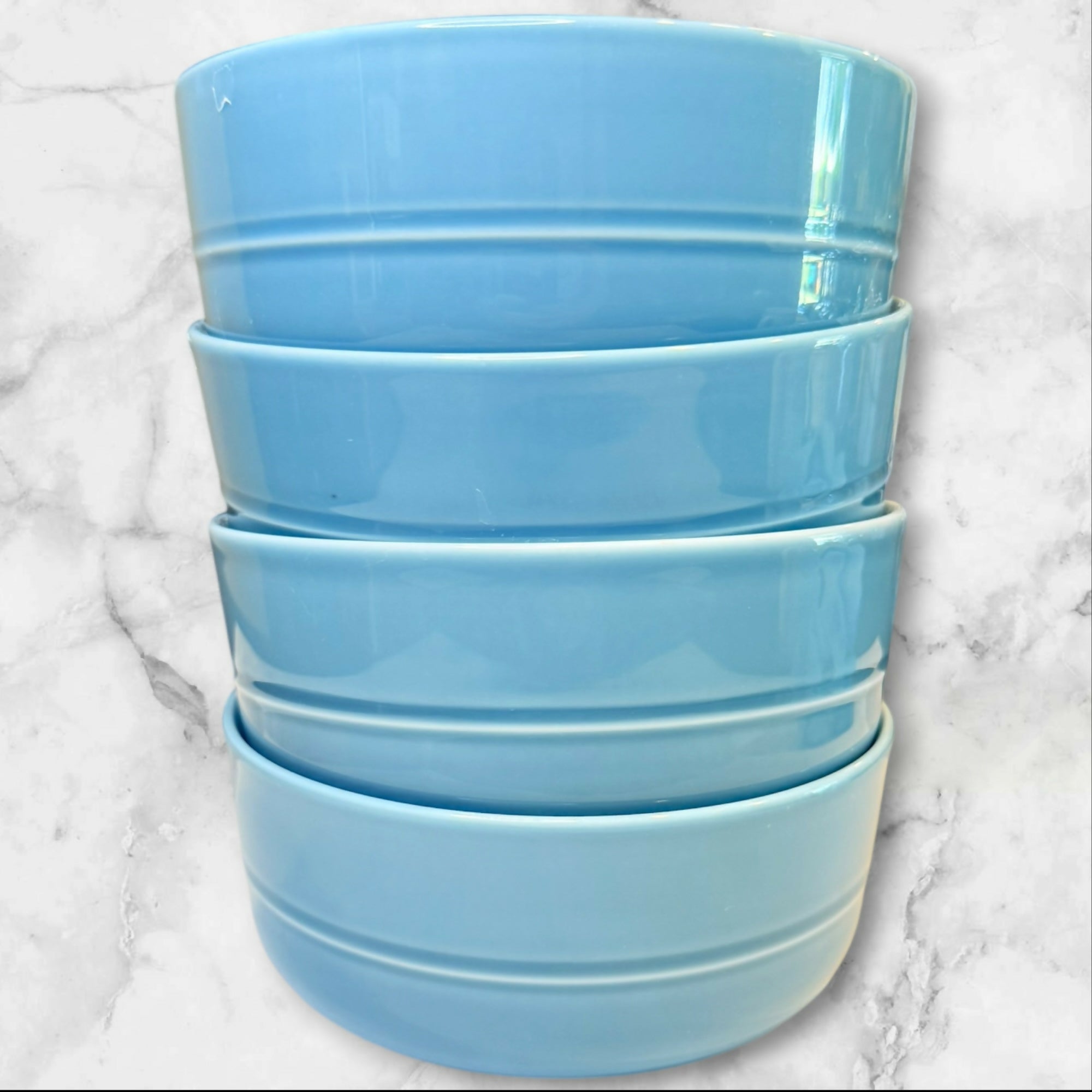 Crate & Barrel Hue Blue All Purpose Bowls | Set of 4 | Gently Used