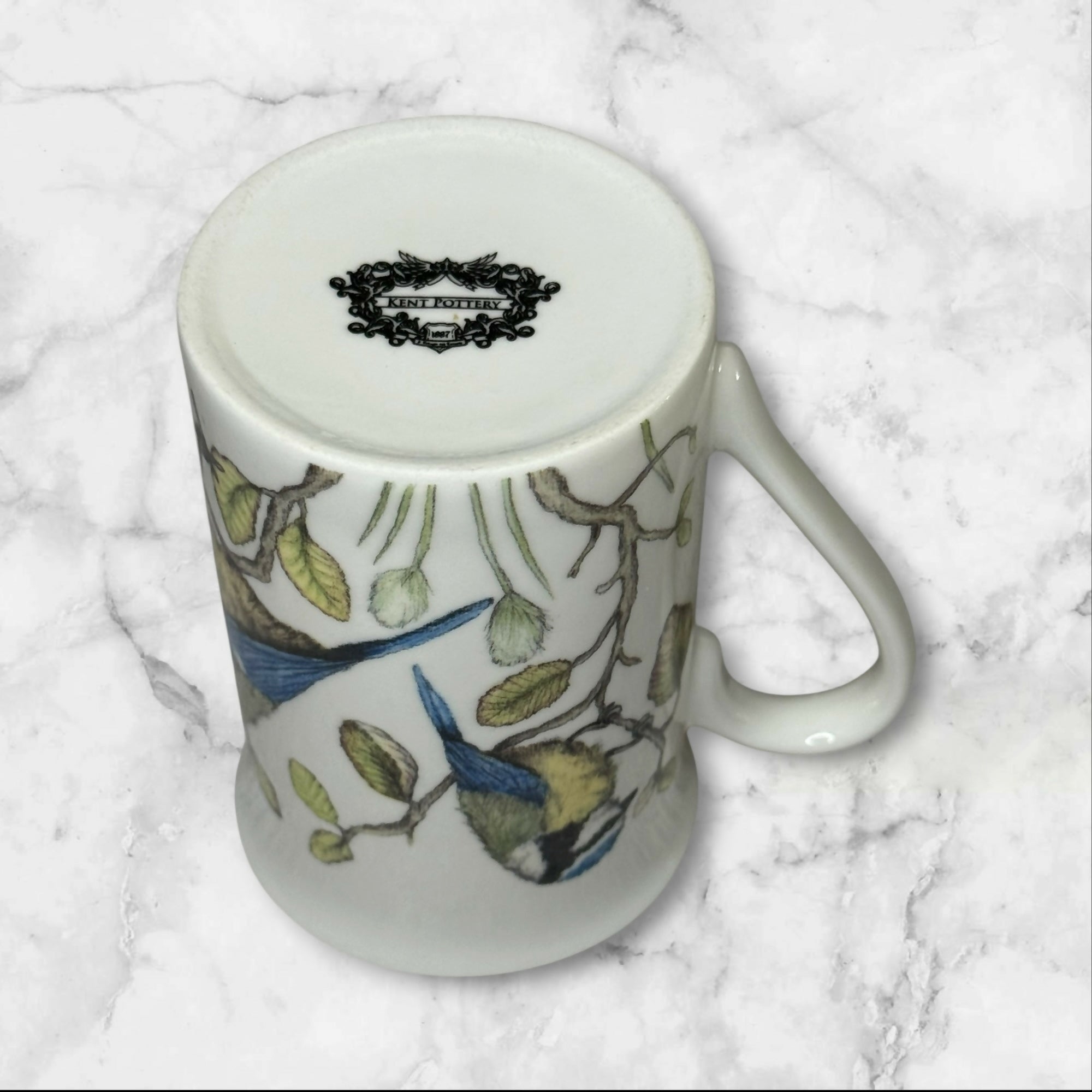 Kent Pottery Blue Tit Bird Mugs Set of 2 | English Countryside | Excellent Condition