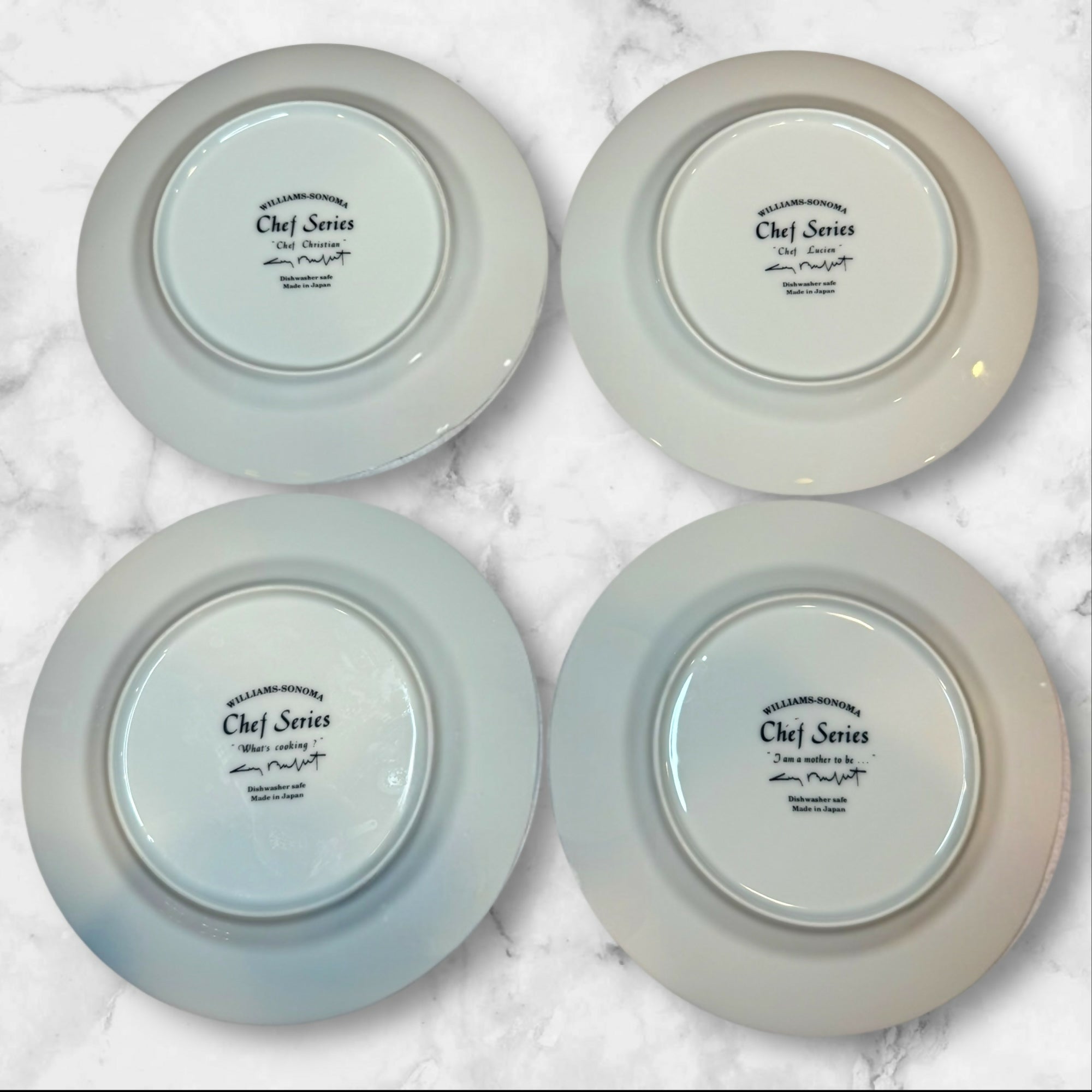 Williams Sonoma Chef Series Salad Plates Navy Rim | Set of 4 | Excellent Condition