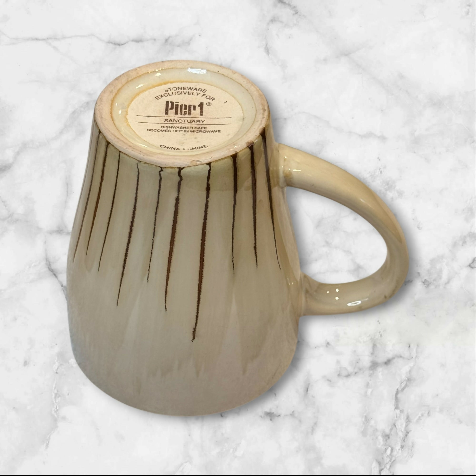 Pier 1 Sanctuary Beige Stoneware Mugs | Set of 3 | Excellent Condition