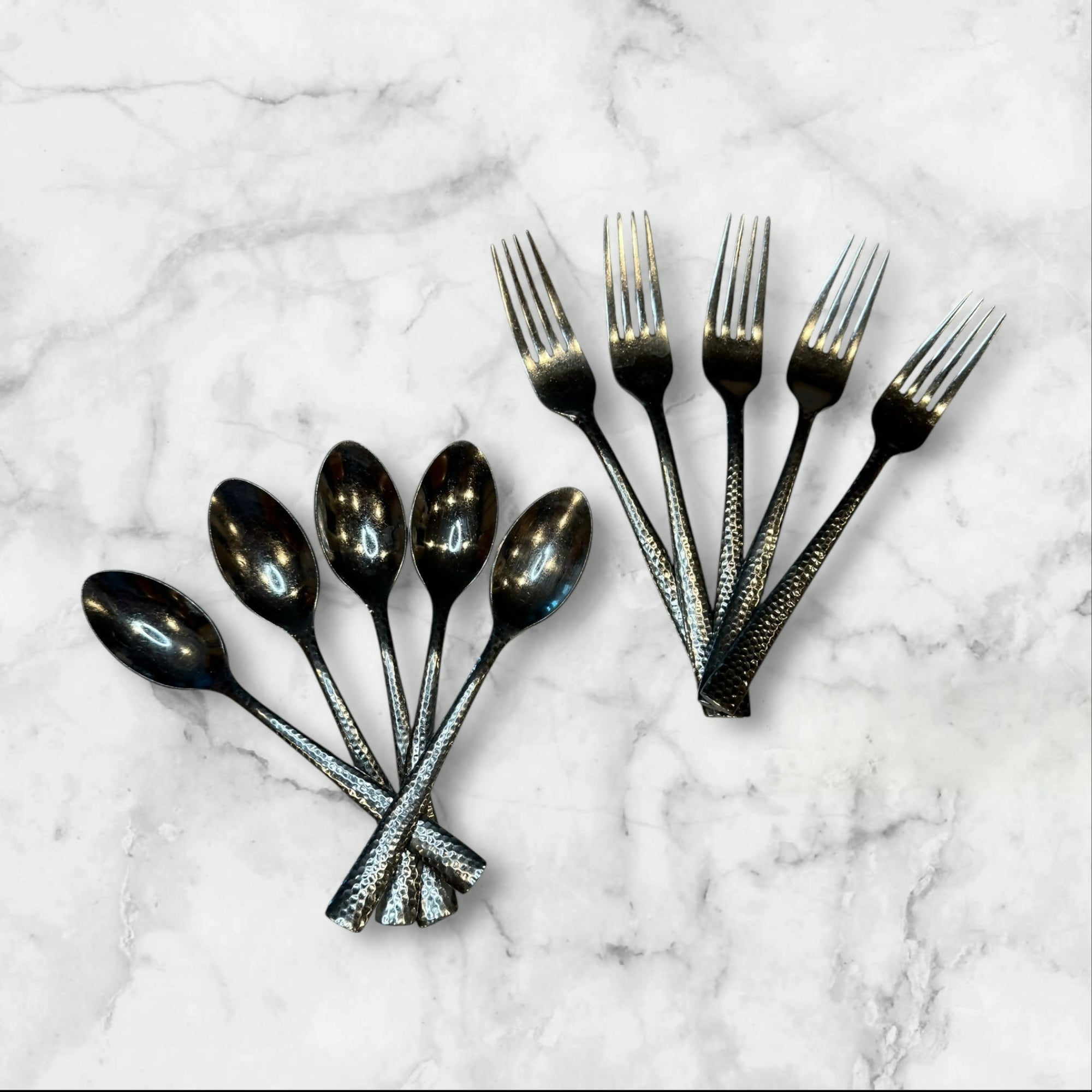 Varick Malcolm Hammered Stainless Flatware Set of 10 | Used