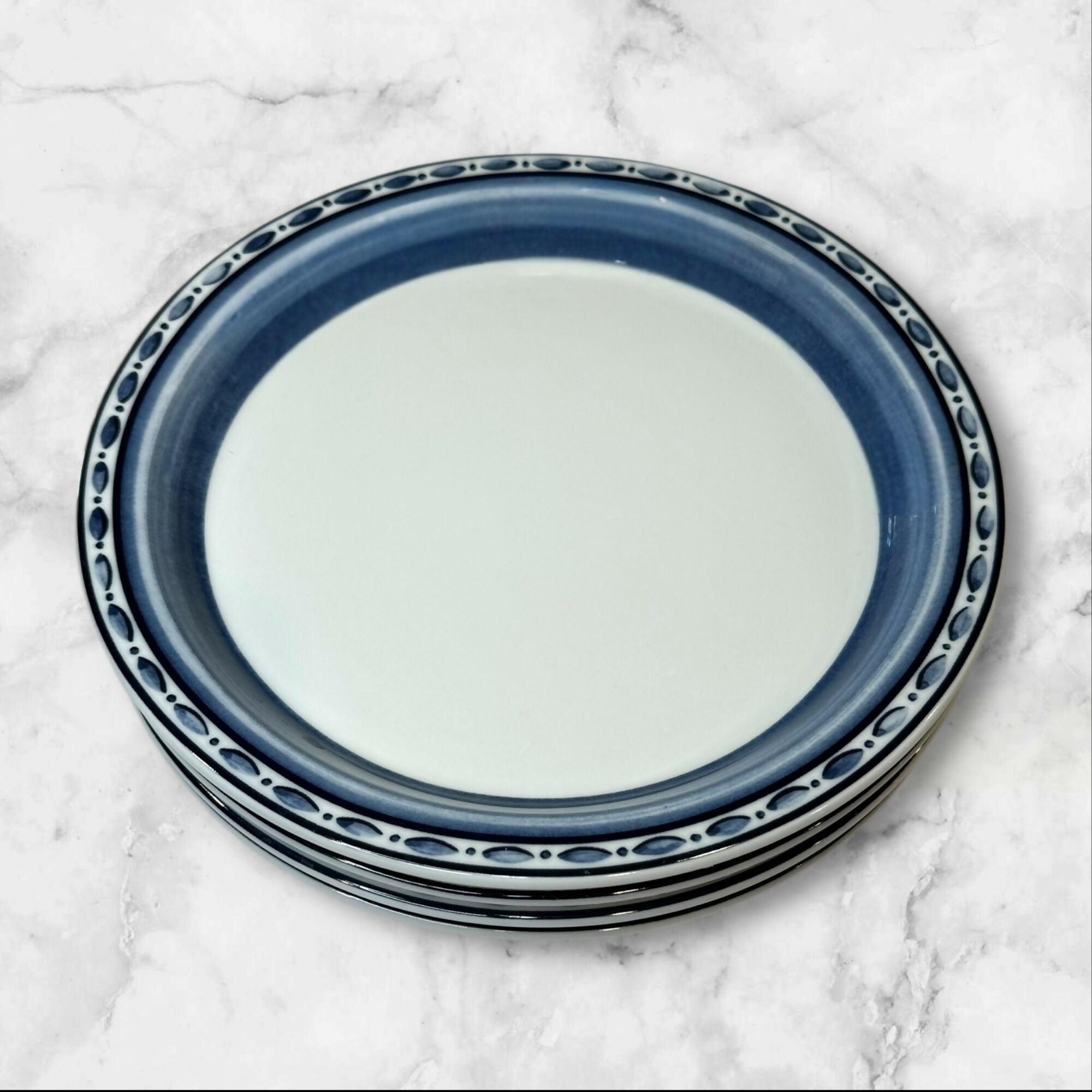 Dansk Belgian Blue Salad Plates | Set of 4 | Bistro Style | Excellent Condition