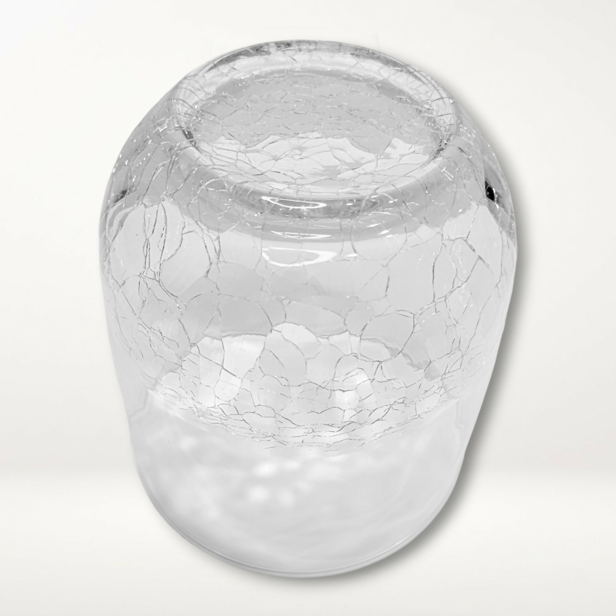Pier 1 Angled Rim Crackle Tumblers Set of 2 Blown Glass Excellent Condition