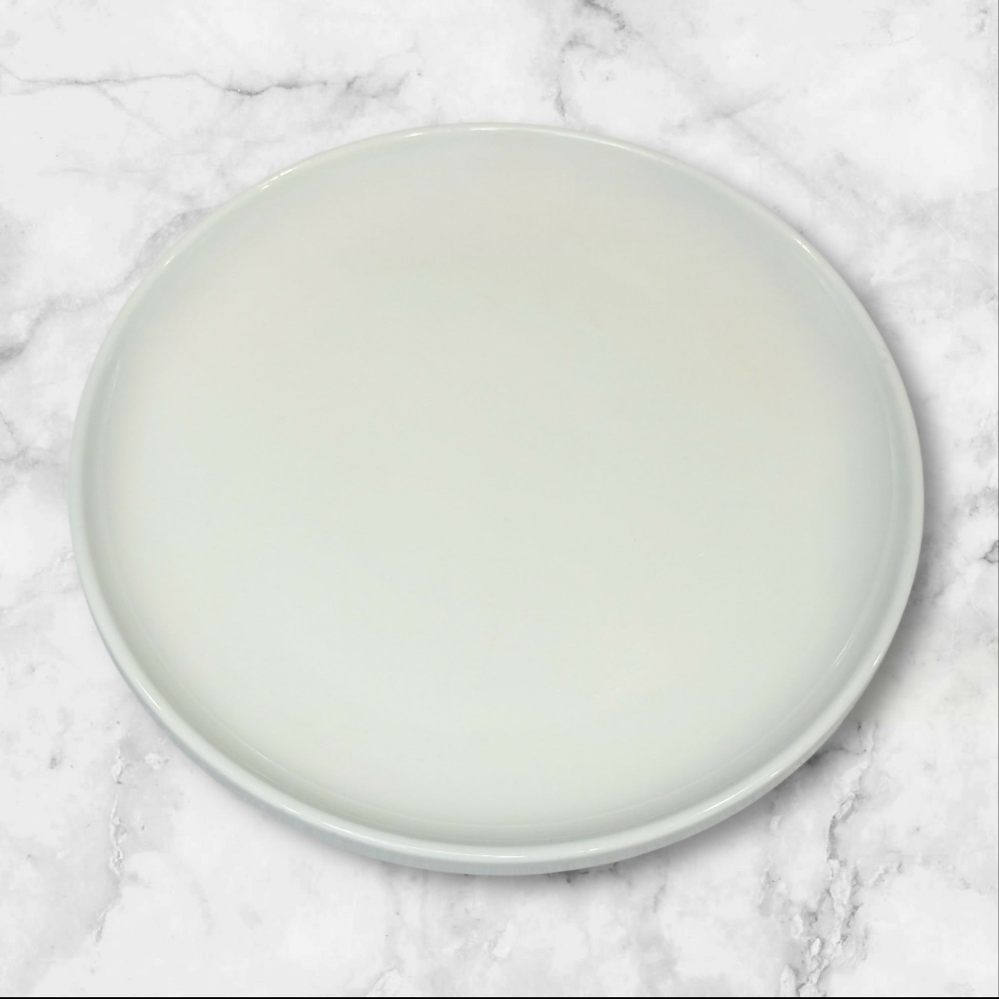 Crate & Barrel Raised Rim Dinner Plates | White Stoneware | Set of 5 | Good Condition