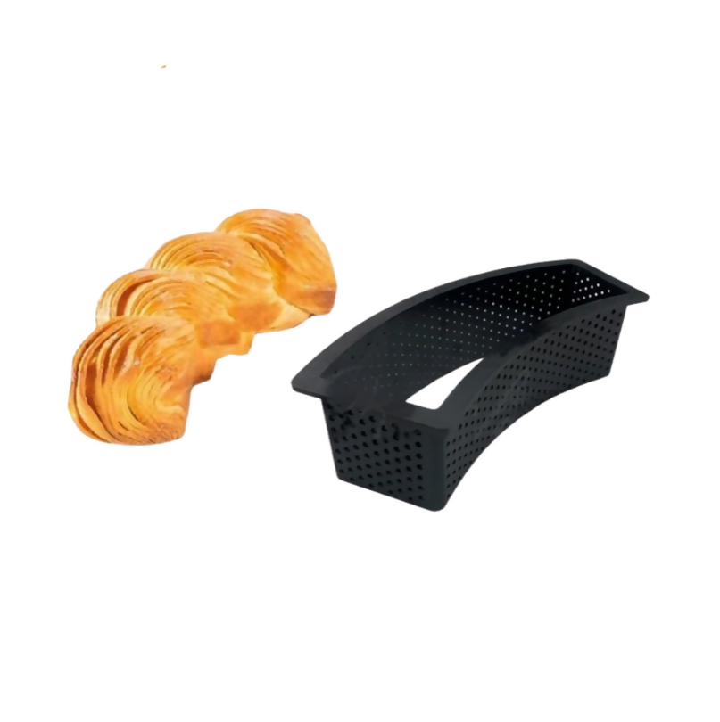 Anygleam Mousse Molder Black Trapezoidal Perforated Ring Baking Non Stick Pastry Tools