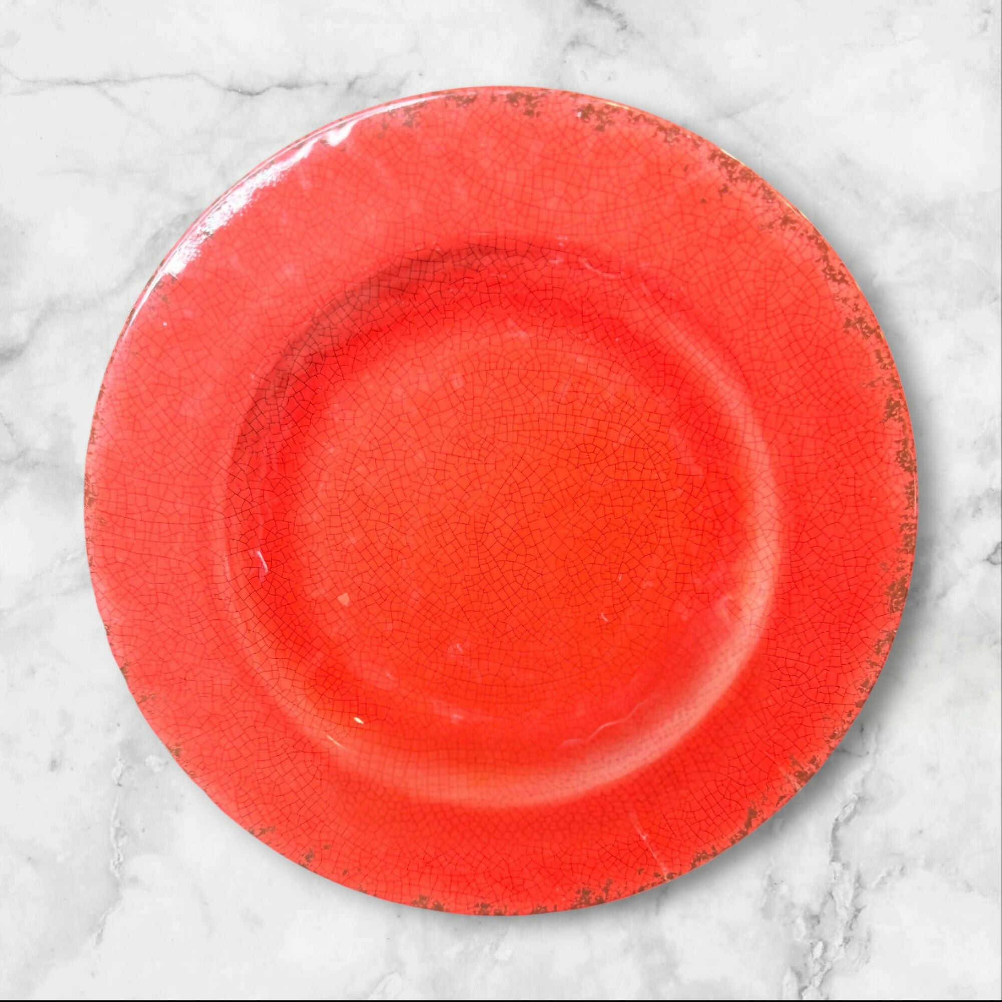 Coral Crackle Melamine Dinnerware Set | 8 Pieces | Decent Condition