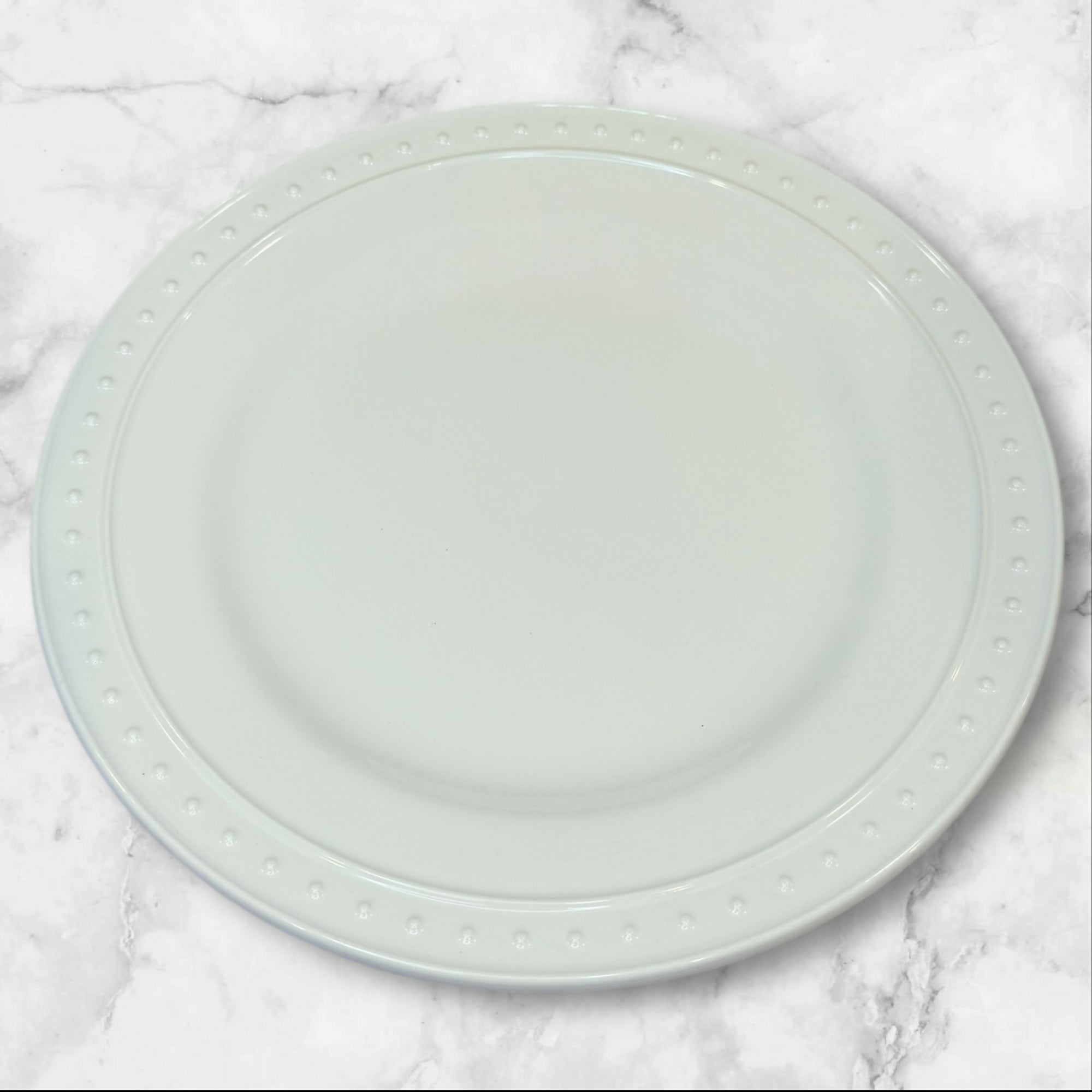 World Market Nantucket White Beaded Dinner Plates | Set of 5 | Excellent Condition