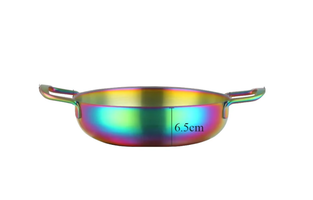 Anygleam Stock Pot 2pcs Rainbow no.0-S-L Stainless Steel Hot Pot Without Lid Single-Layer Cooking Soup Noodle Sea Food Home Kitchen Restaurant Tools