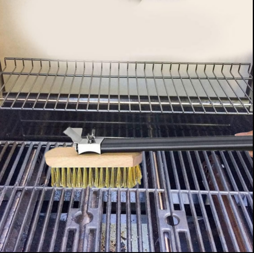 Anygleam Black 81cm Oven Copper Brush with Metal Scraper Tool and Length Adjustable Handle Cleaning Accessories