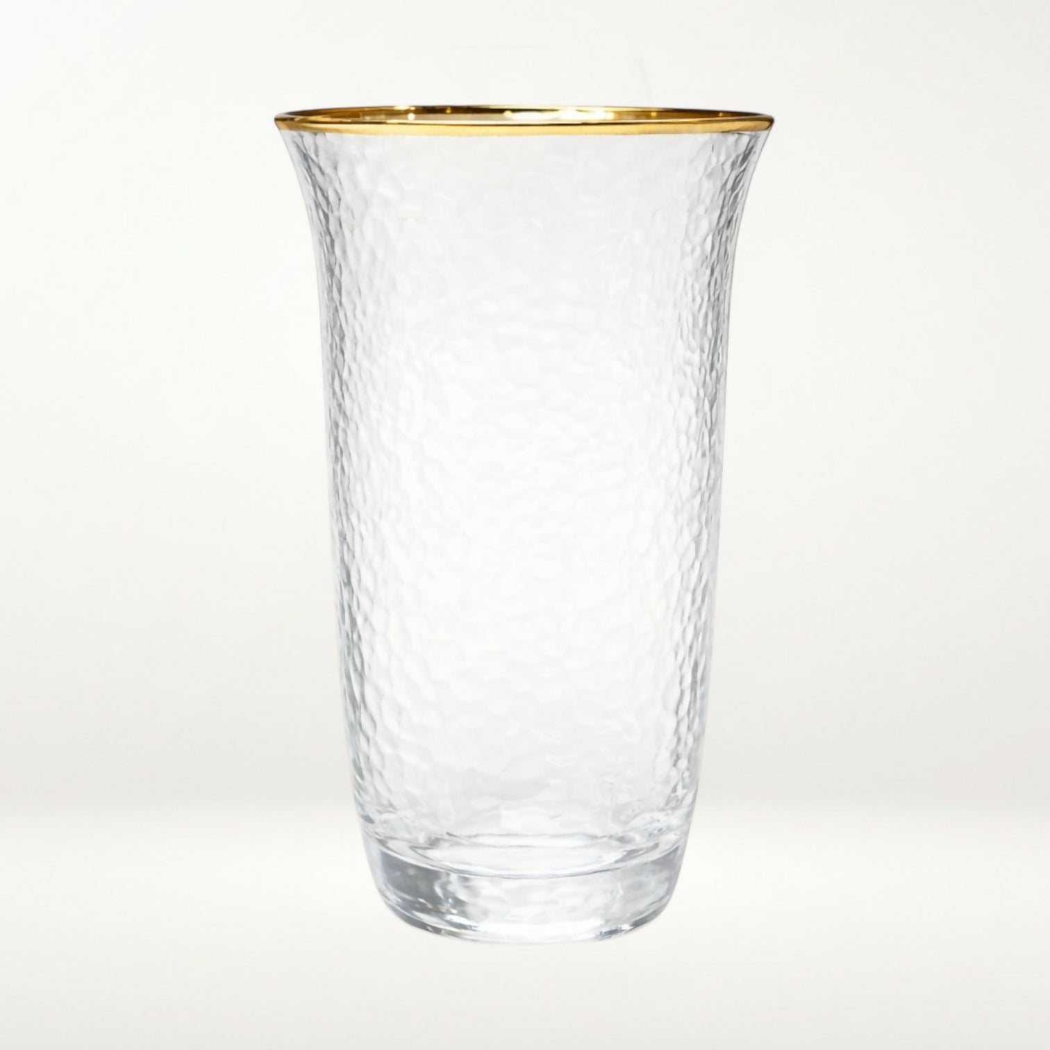 Pottery Barn Hammered Gold Rim Tapered Highball Glasses | Set of 4 | Excellent