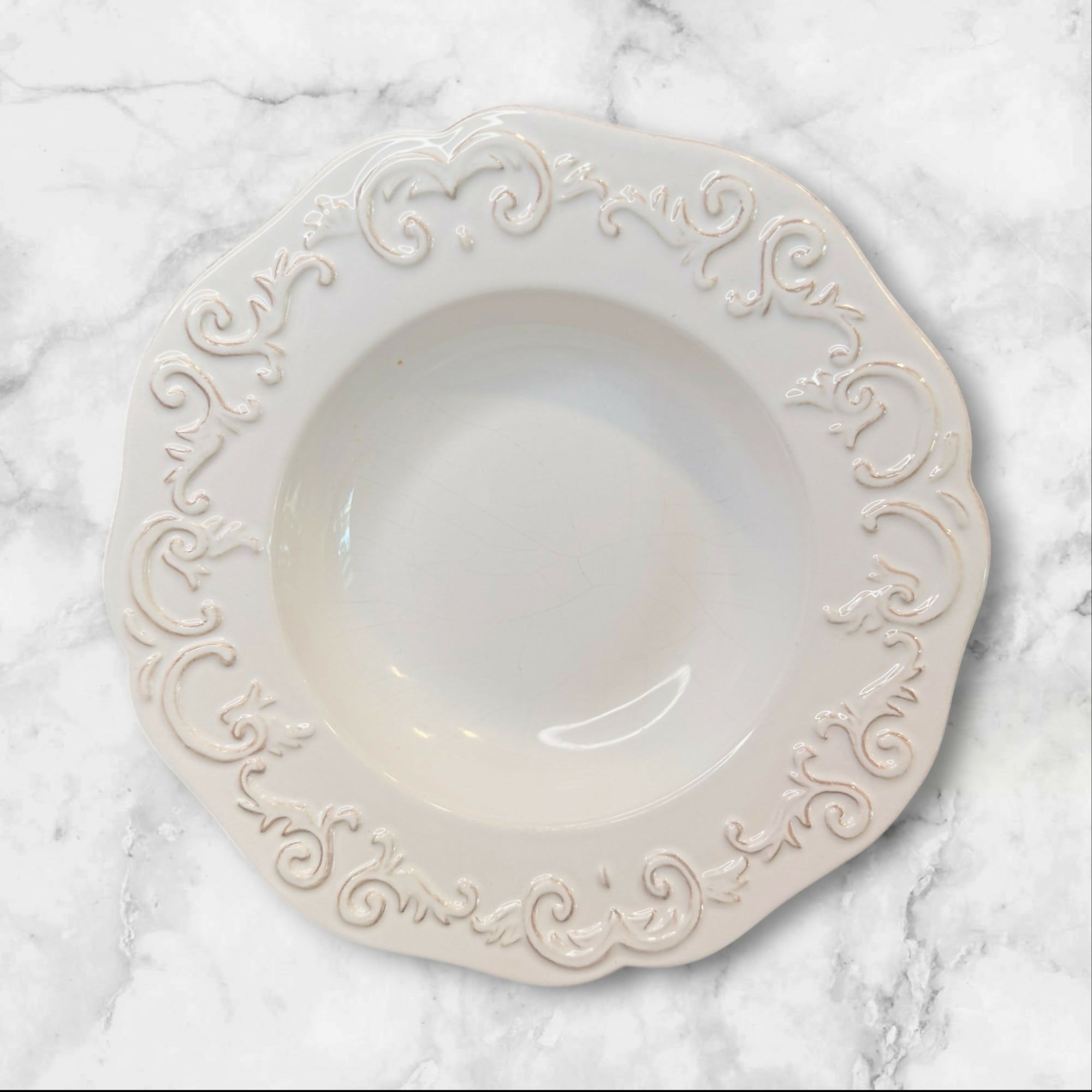 Sur La Table Baroque Embossed Pasta Bowls | Set of 6 | Gently Used