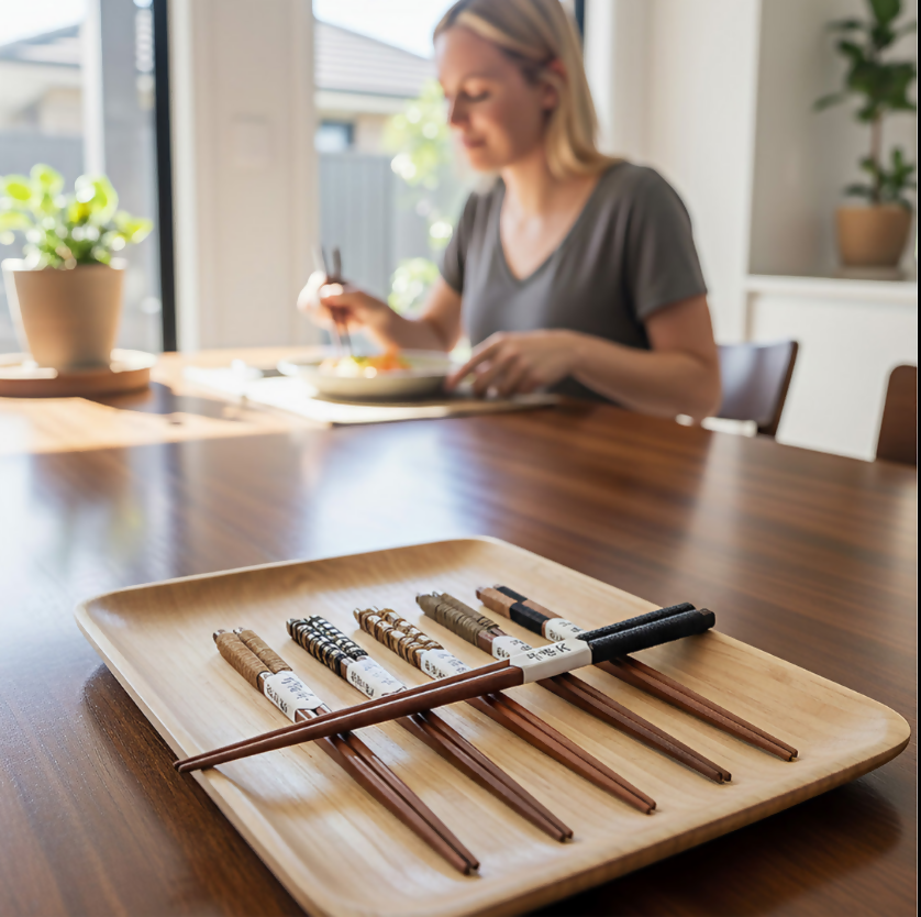 Anygleam Brown 6pairs Wooden Chopsticks Reusable Kitchen Tableware