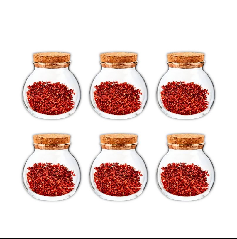 Anygleam Condiments Container Round Glass Jar Storage with Cork Lid Kitchen Organizer