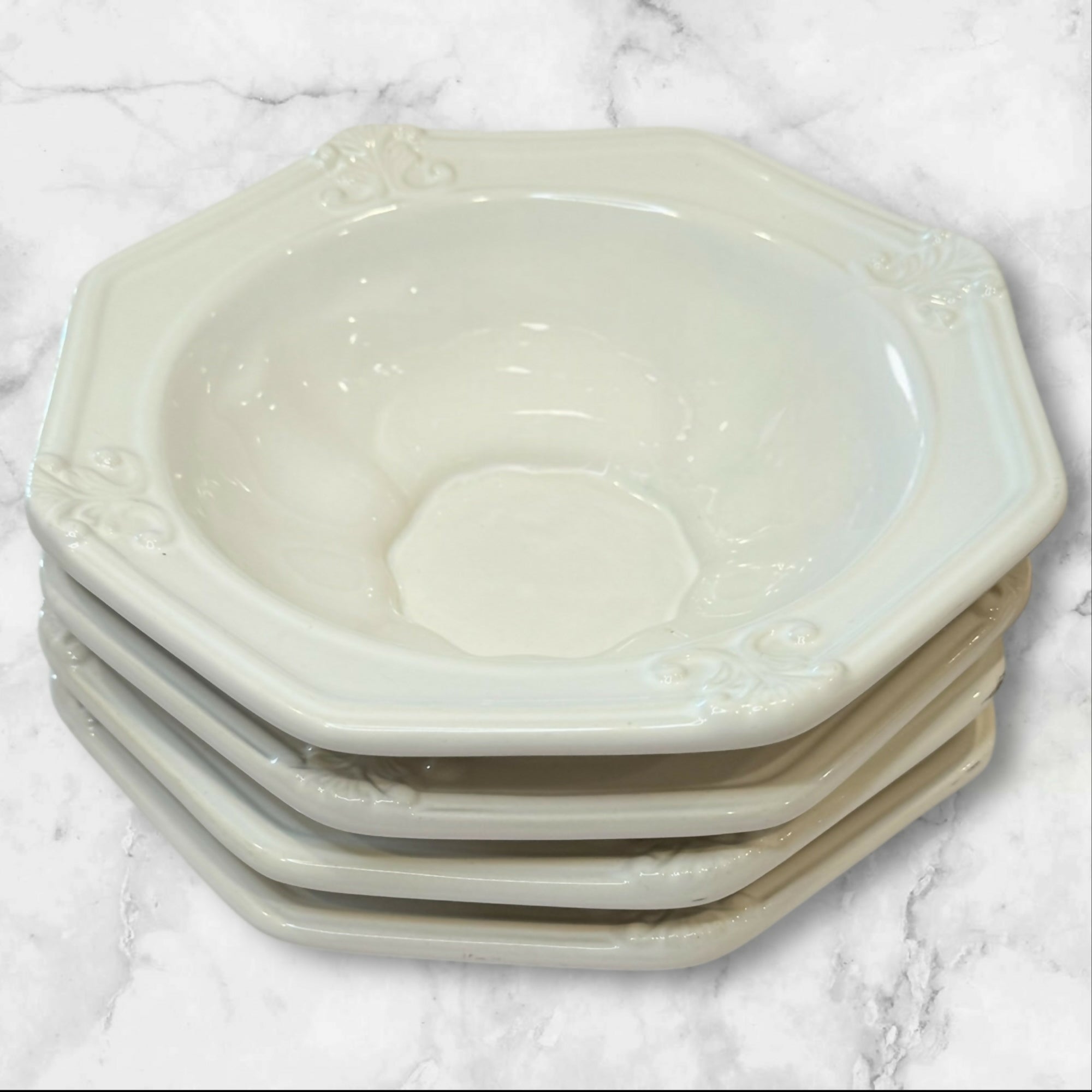 JCPenney Home Ivory Octagon Soup Bowls | Set of 4 | Excellent Condition