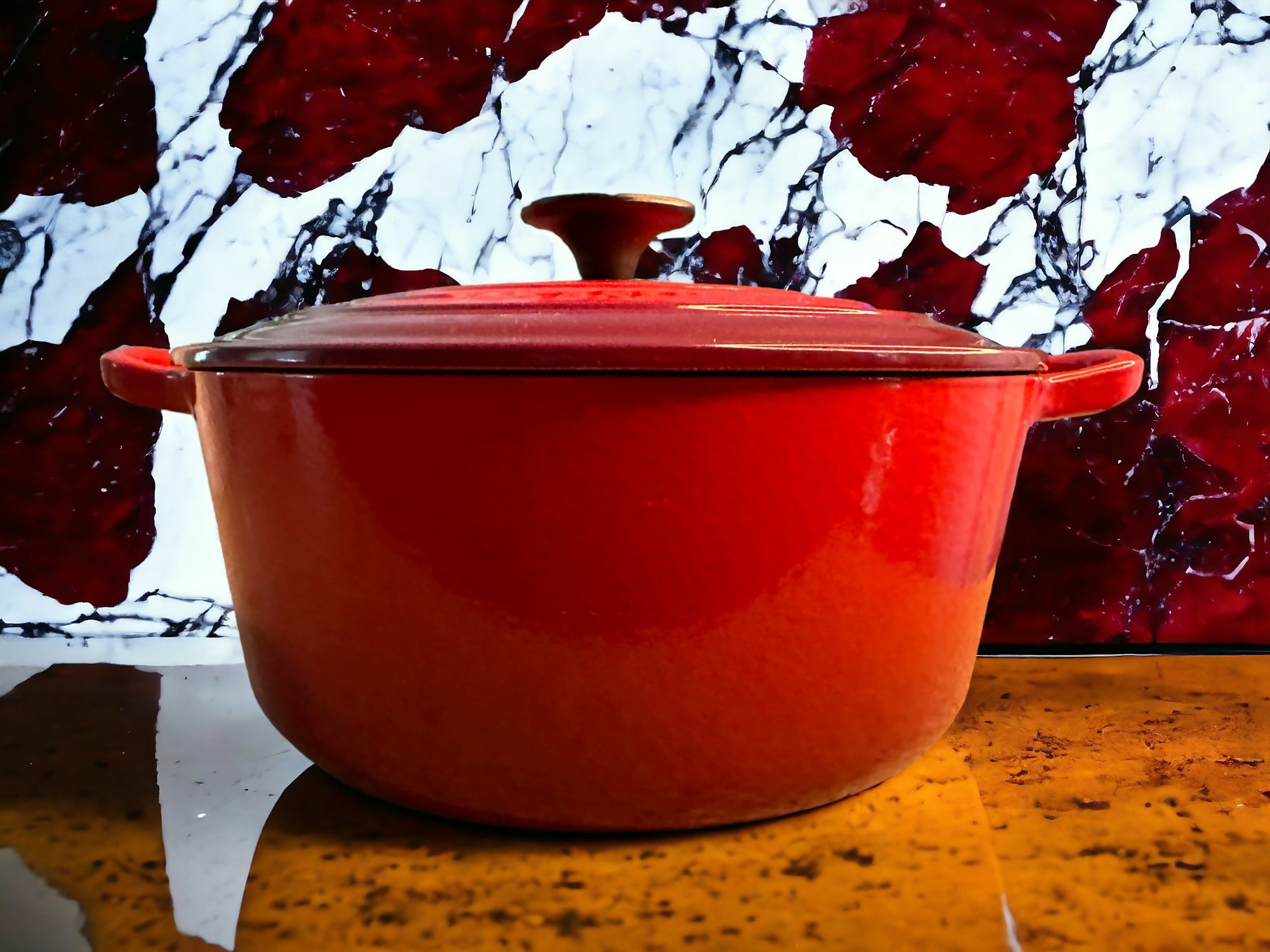 Le Creuset 4.5 Quart Cerise Dutch Oven - Iconic Red Enameled Cast Iron Cookware