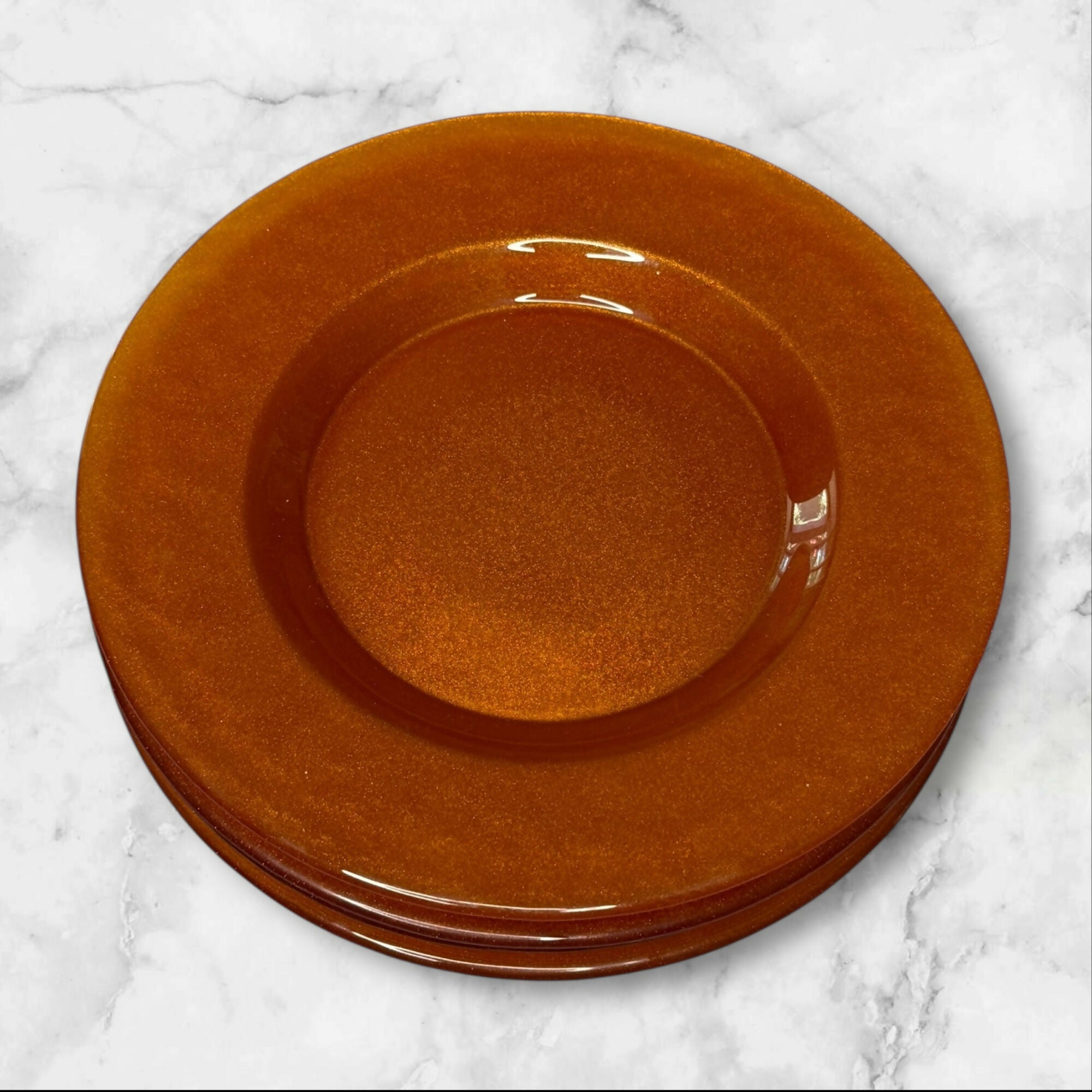 Amber Glass Salad Plates | Set of 4 | 8” Mix Size | Good Condition | Vintage