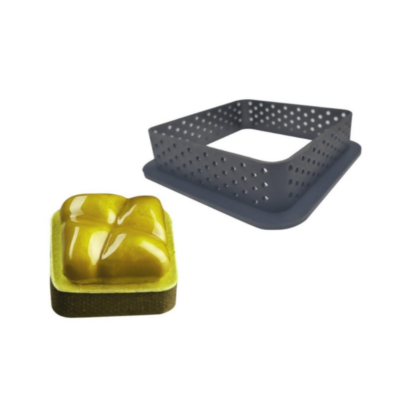 Anygleam Mousse Molder Set Black Square Shape Cutter Perforated Ring Cake Baking Non Stick Equipment