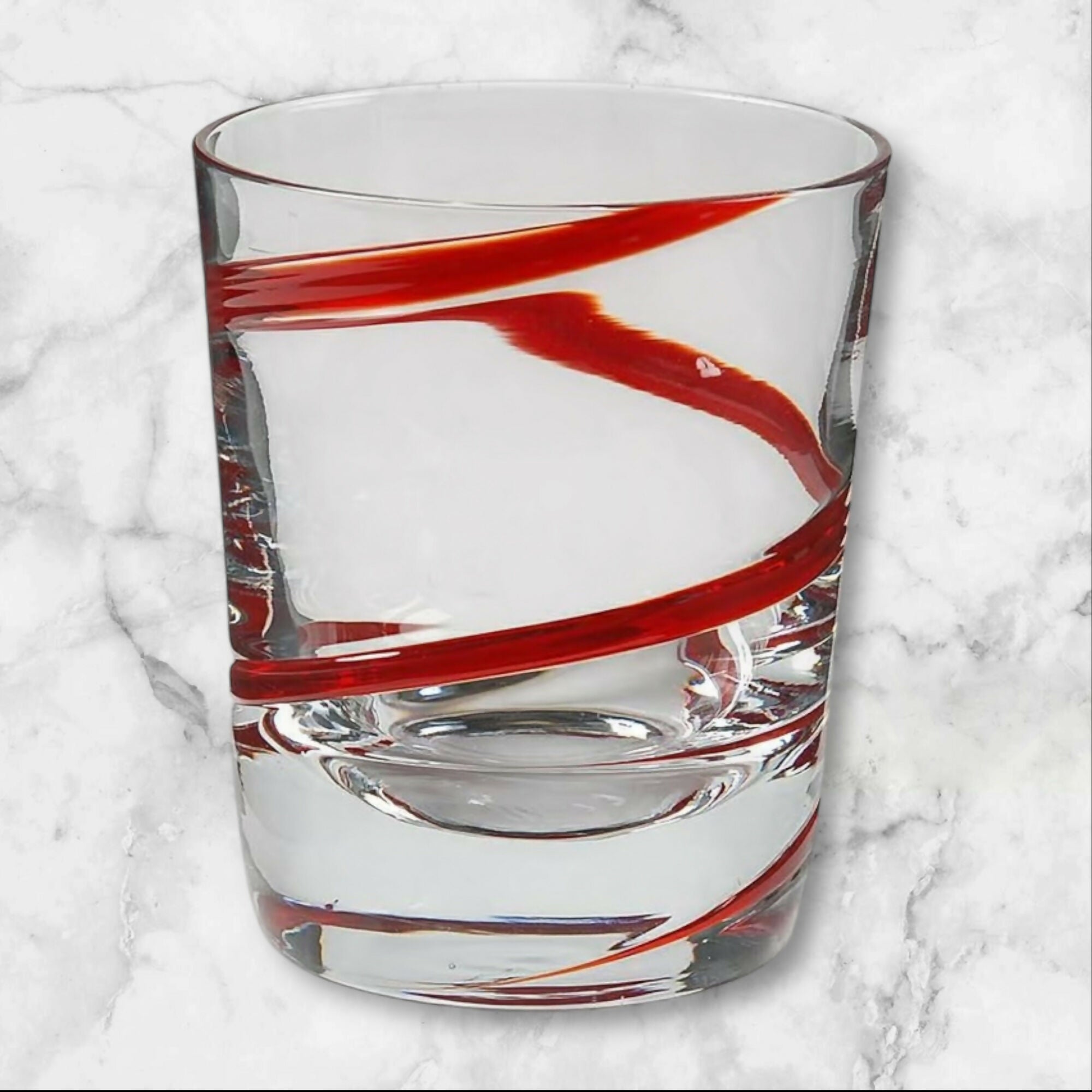 Pier 1 Swirline Red Double Old Fashioned Glasses  Set of 2  Excellent