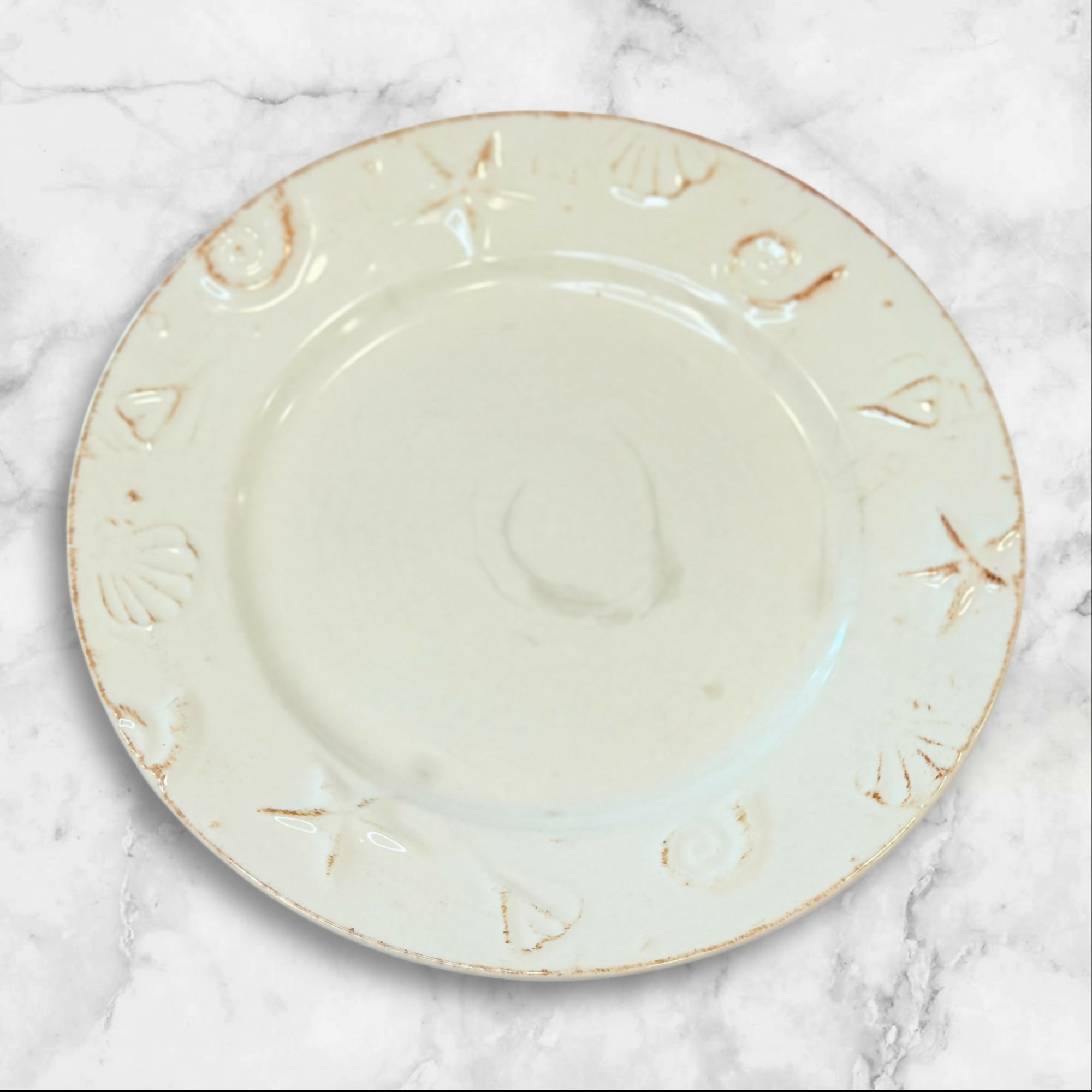 Thomson Hampton Dinner Plates Set of 6 | Coastal Embossed | Fair Condition
