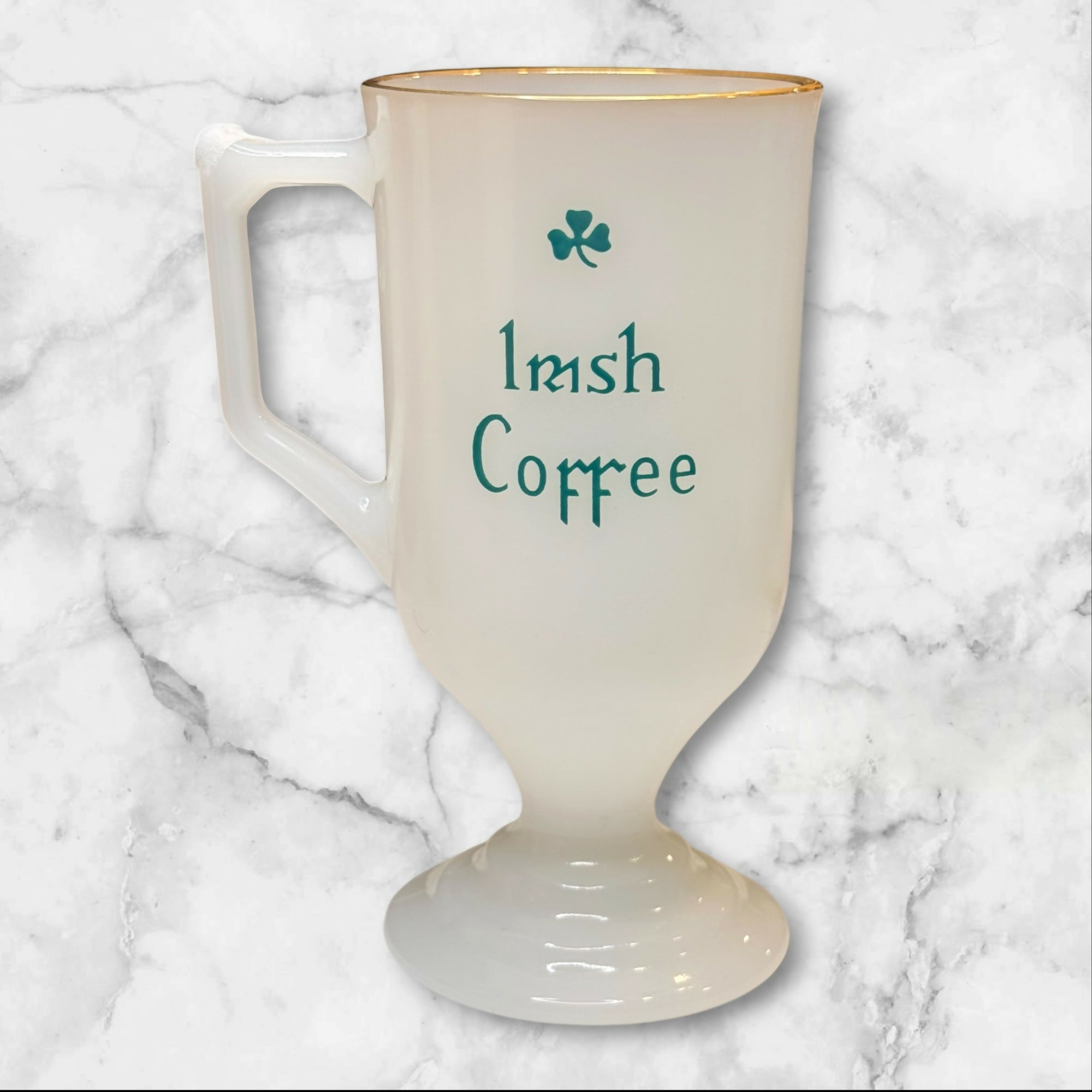 Vintage Irish Coffee Pedestal Glass Mugs Gold Rim | Set of 4 | Great Condition