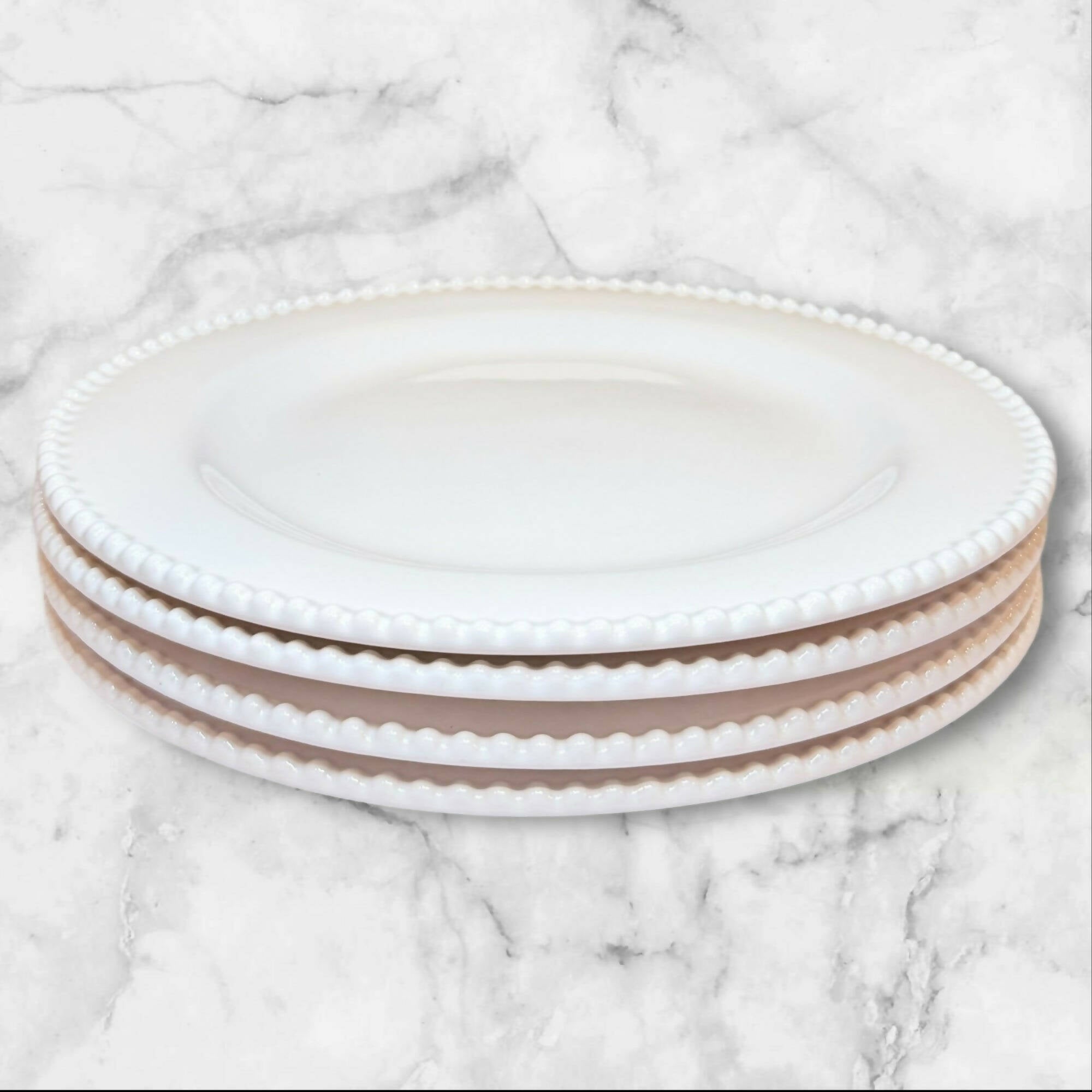 Matceramica Perola White Dinner Plates | Set of 4 | Great Condition