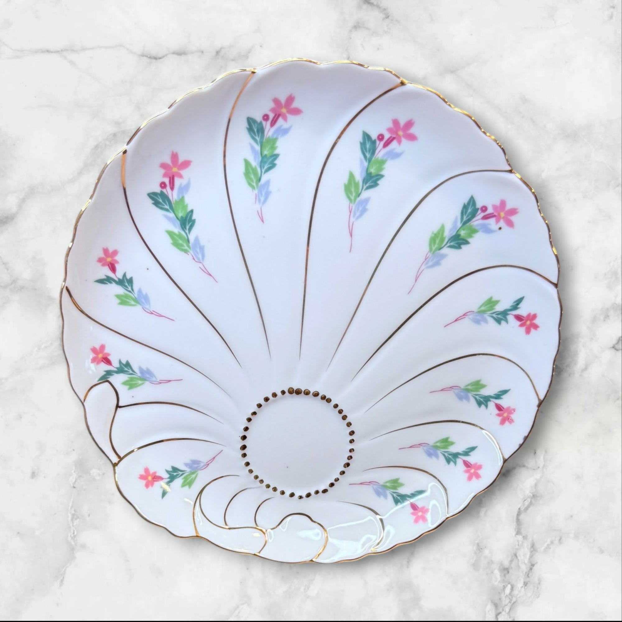 Giftcraft Japan Clamshell Floral Snack Plates | Set of 4 | Excellent Condition