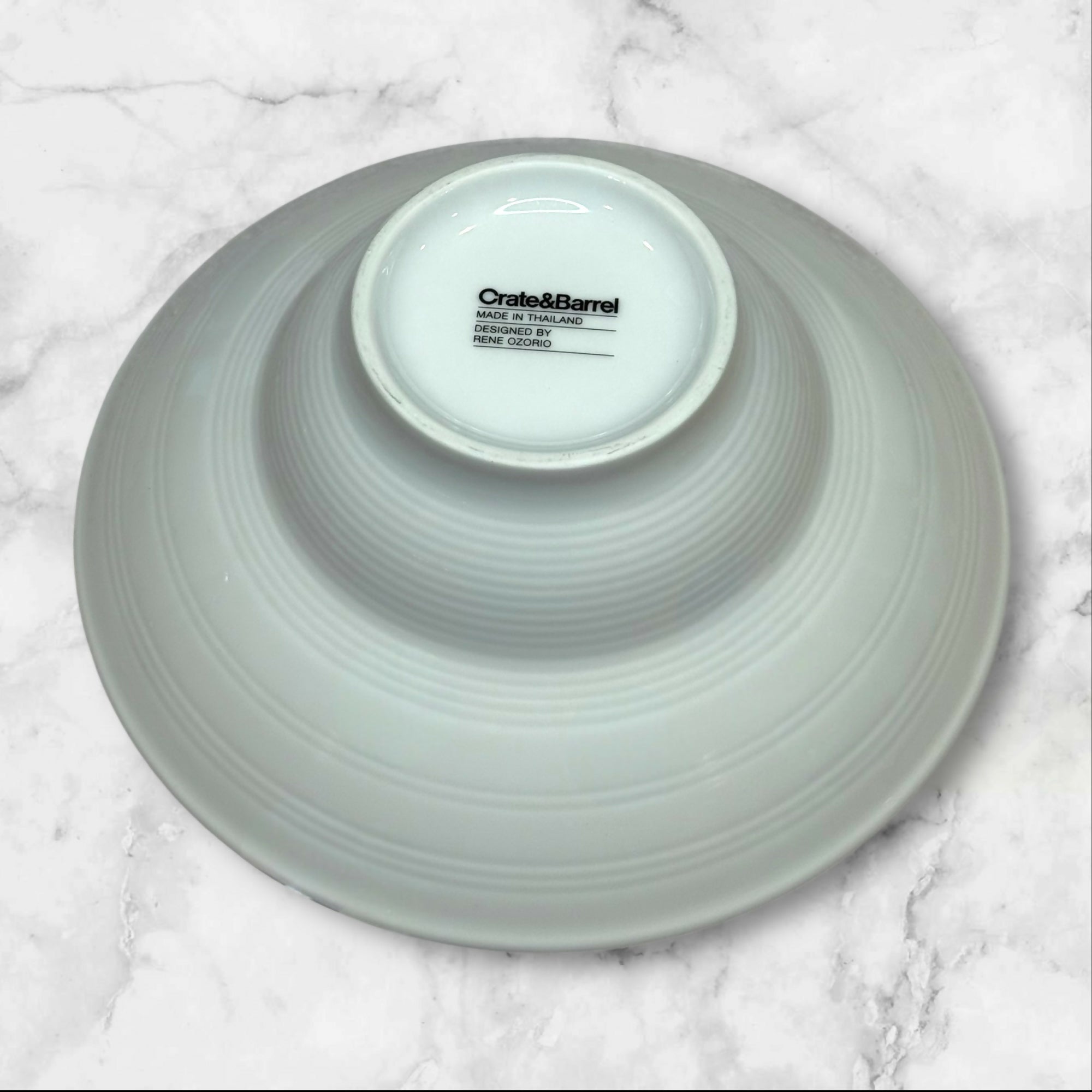 Crate & Barrel Rene Ozorio White Porcelain Rim Soup Bowls | Set of 4 | Excellent Condition