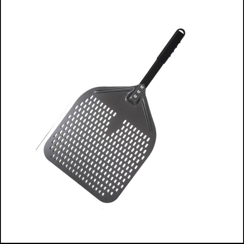 Anygleam Pizza Shovel 35 cm x 76cm Dark Grey for Perforated Peel with Metal Handle Oven Turning Baking Accessory