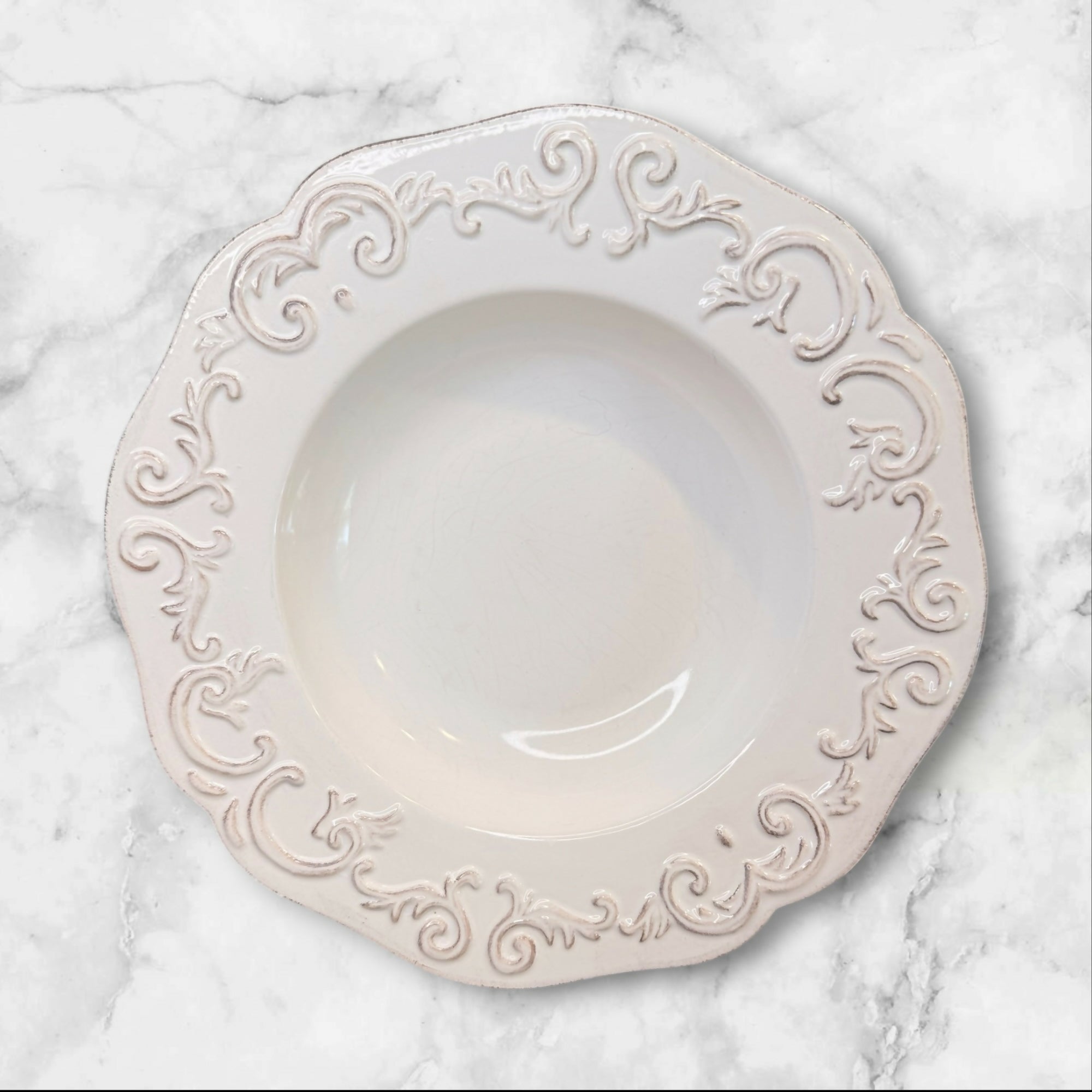 Sur La Table Baroque Embossed Pasta Bowls | Set of 6 | Gently Used