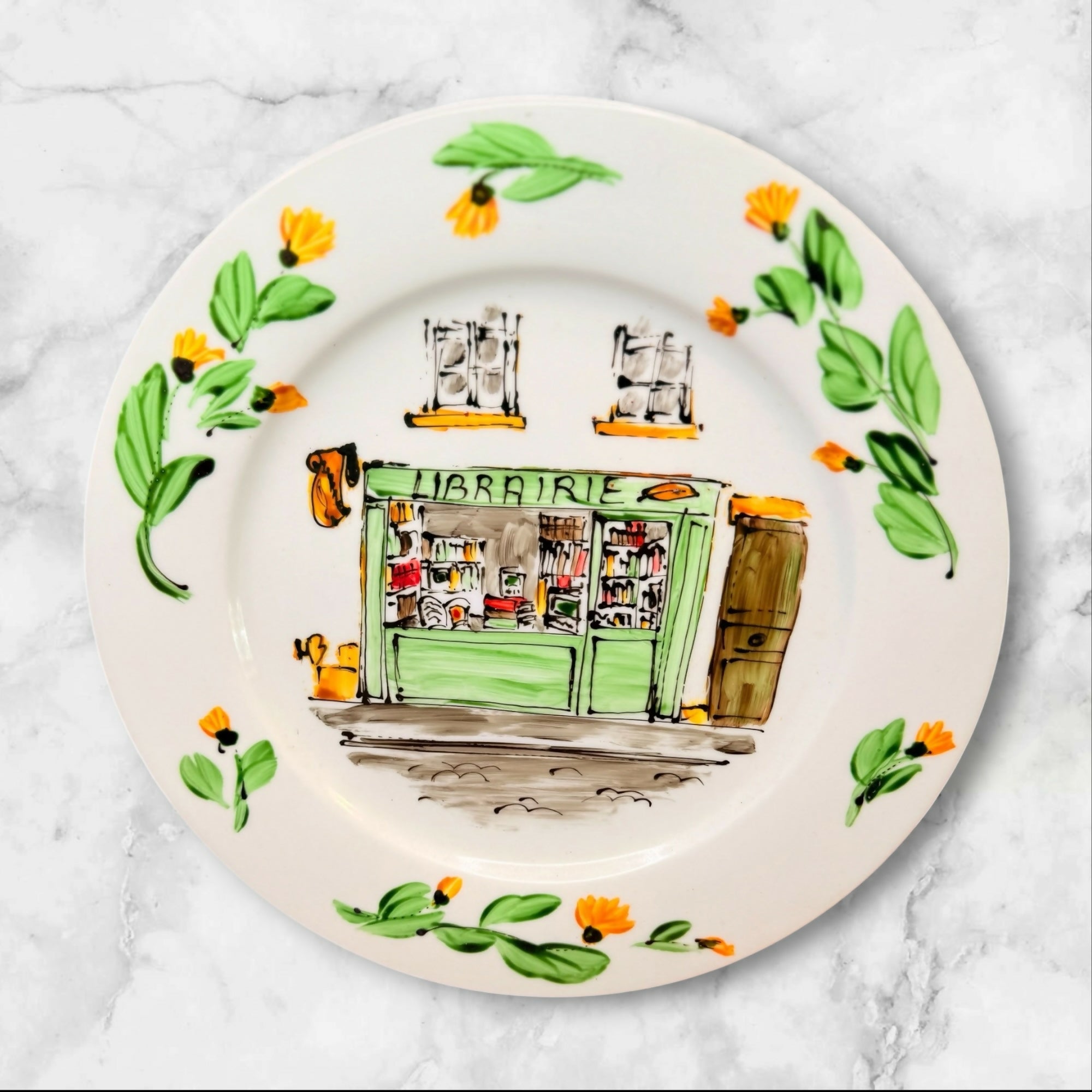 Hand Painted French Bistro Dinner Plates | Set of 4 | Excellent Condition