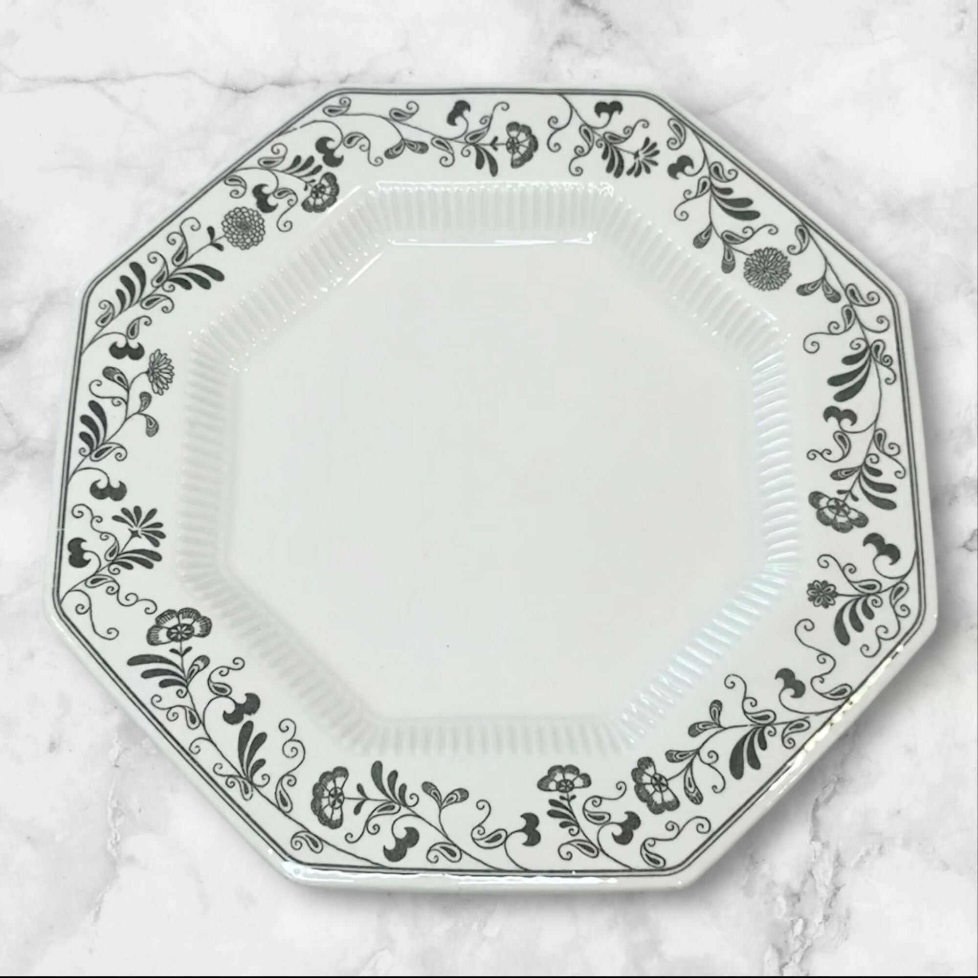 Independence Millbrook Black Floral Dinner Plates Octagon | Set of 4 | Great