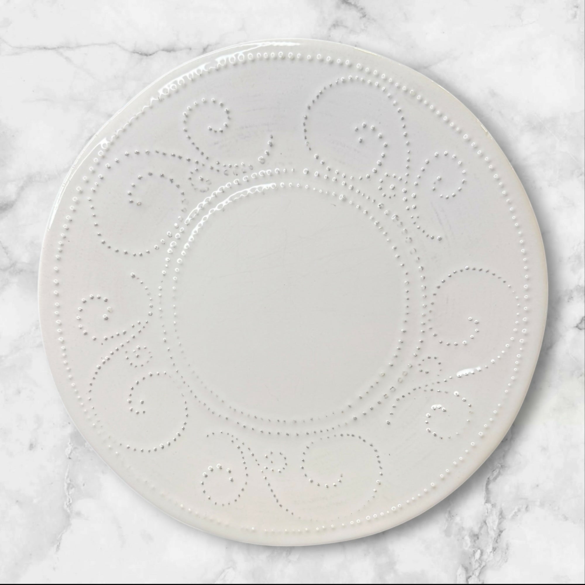 Sweet Ceramics Embossed Scroll Salad Plates | Set of 5 | Gently Used