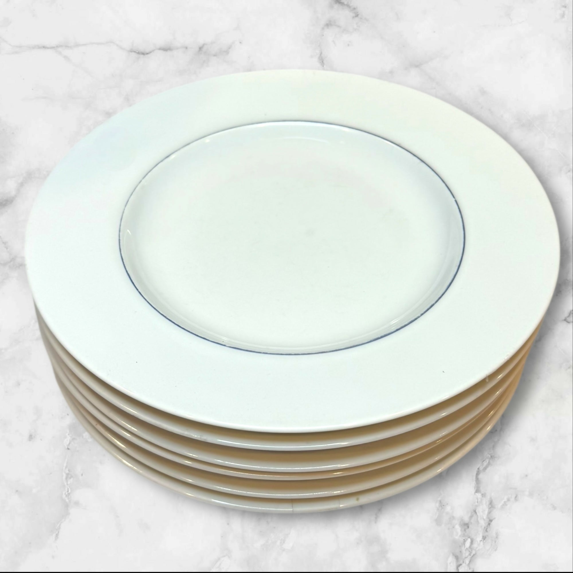 Crate & Barrel Epoch Blueline Plates | Set of 6 by Kathleen Wills Japan | Good Condition